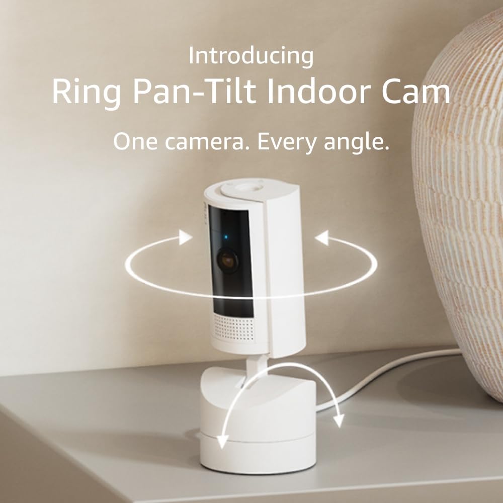 Ring Pan-Tilt Indoor Cam | See all around with 360° pan coverage, HD video, plus Two-Way Talk (2024 release) | White