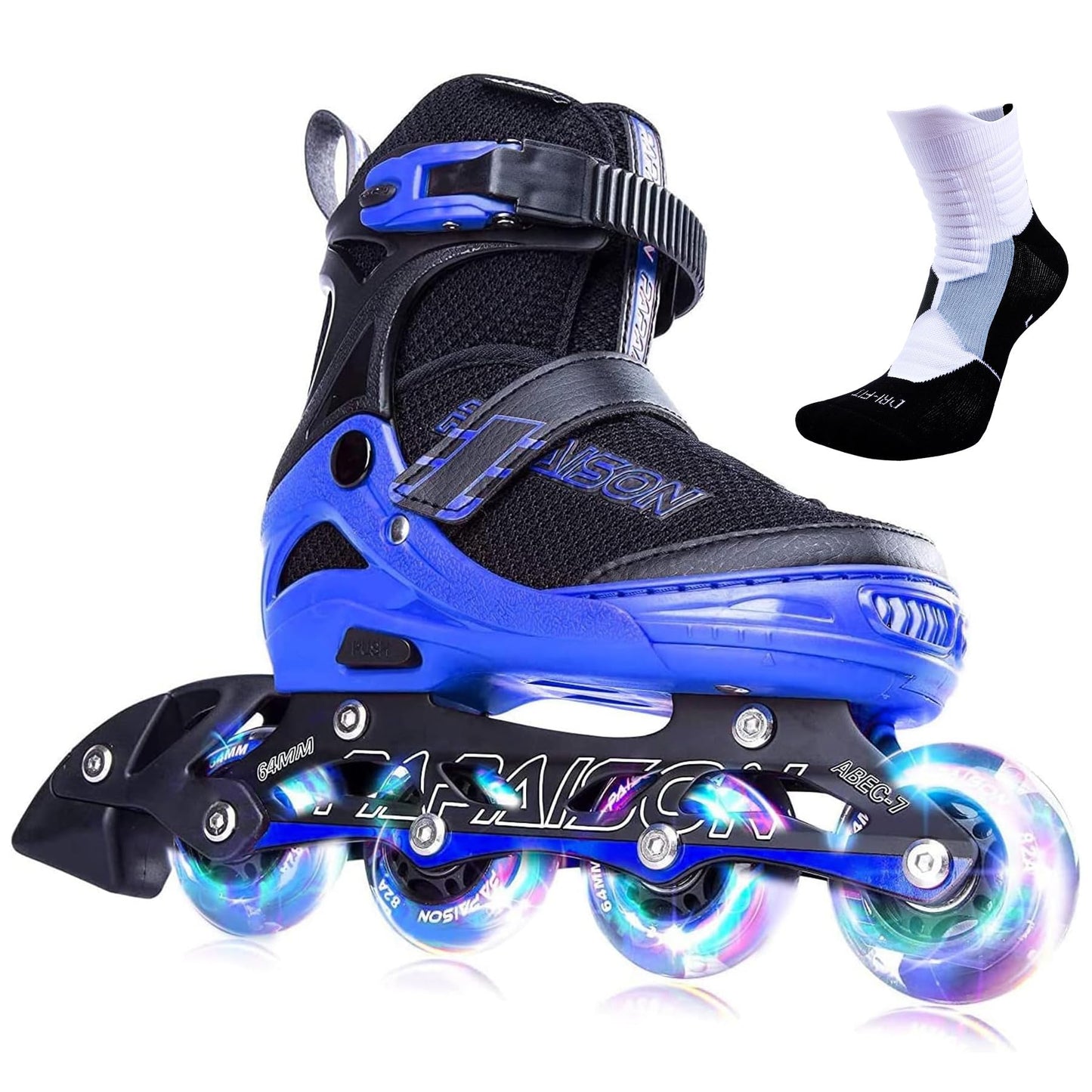 PAPAISON Adjustable Inline Skates for Kids and Adults with Full Light Up Wheels, Outdoor Roller Skates for Girls and Boys, Men and Women