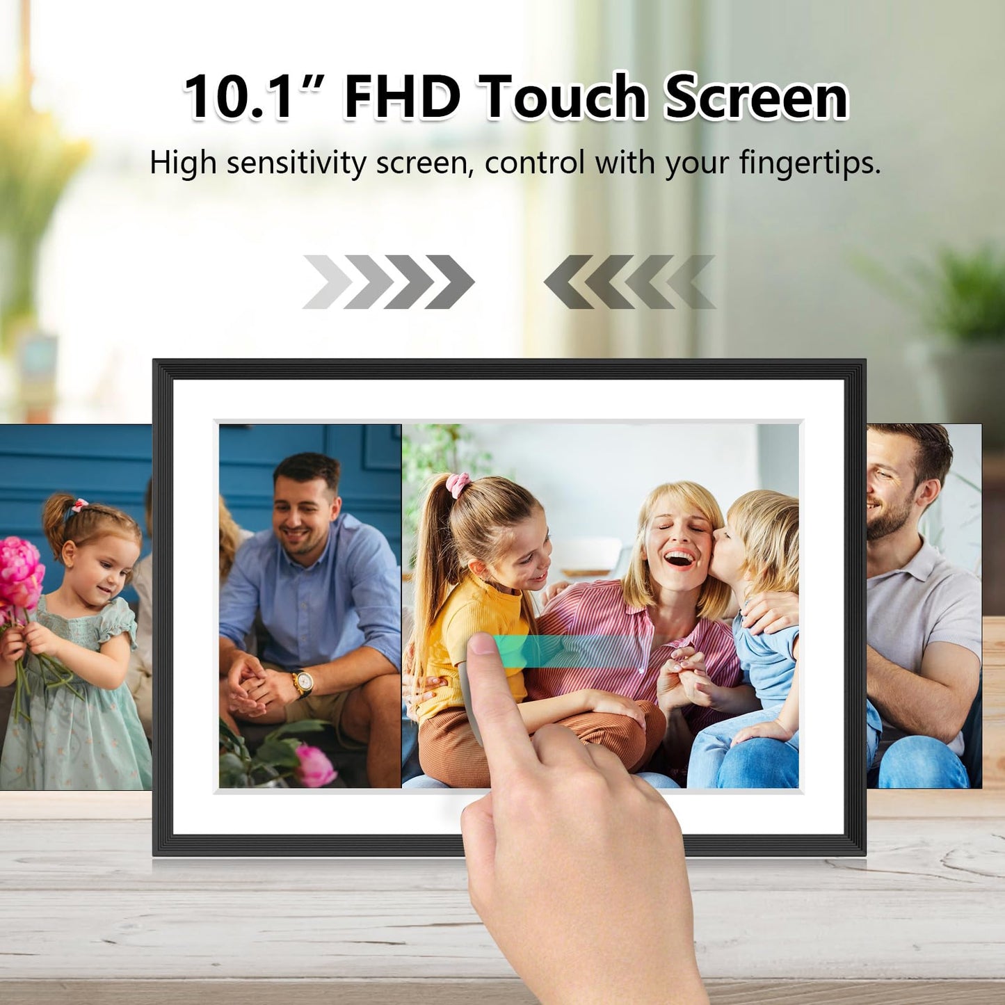 FRAMEO Digital Photo Frame WiFi 32GB 10.1 Inch 1280x800 IPS Touch Screen Digital Picture Frame Easy Setup Share Photo or Video via Frameo APP