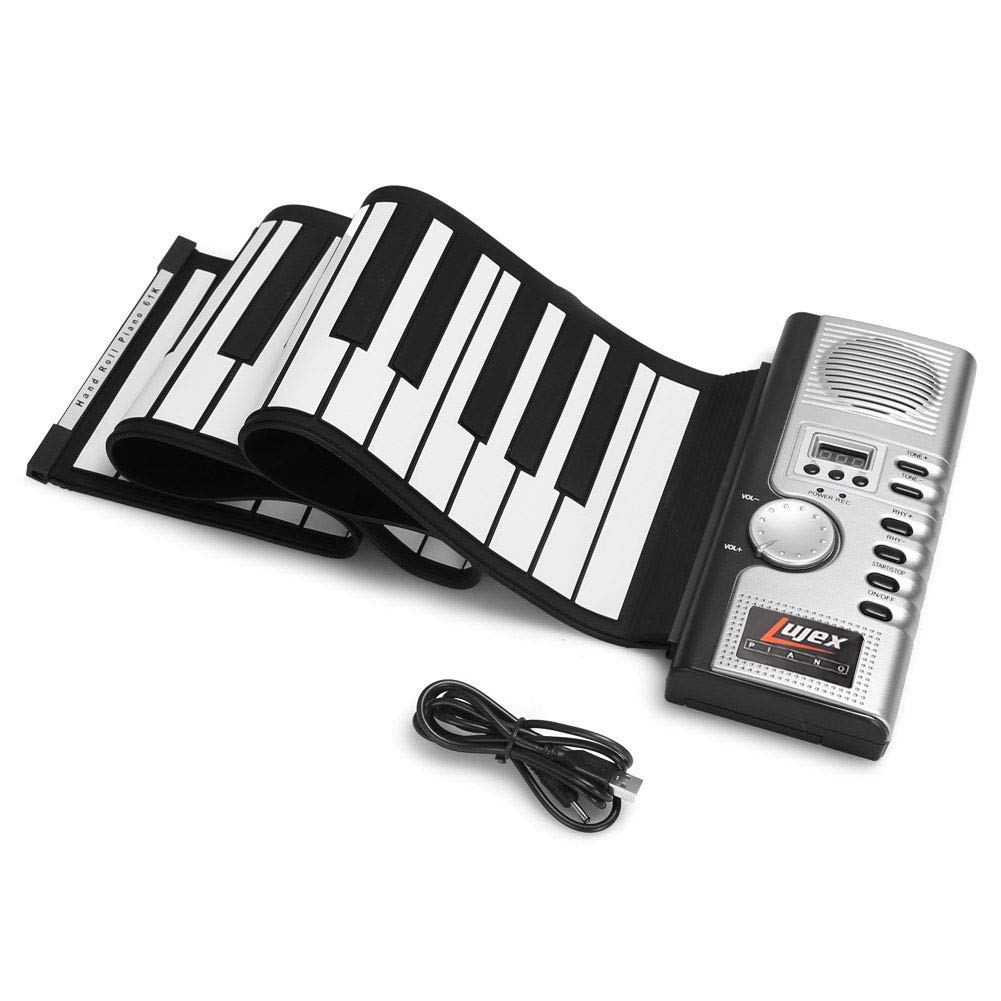 61 Keys Roll Up Piano keyboard piano Upgraded Portable Rechargeable Electronic Hand Roll Piano With Environmental Silicone Piano Keyboard for Beginners (Black)