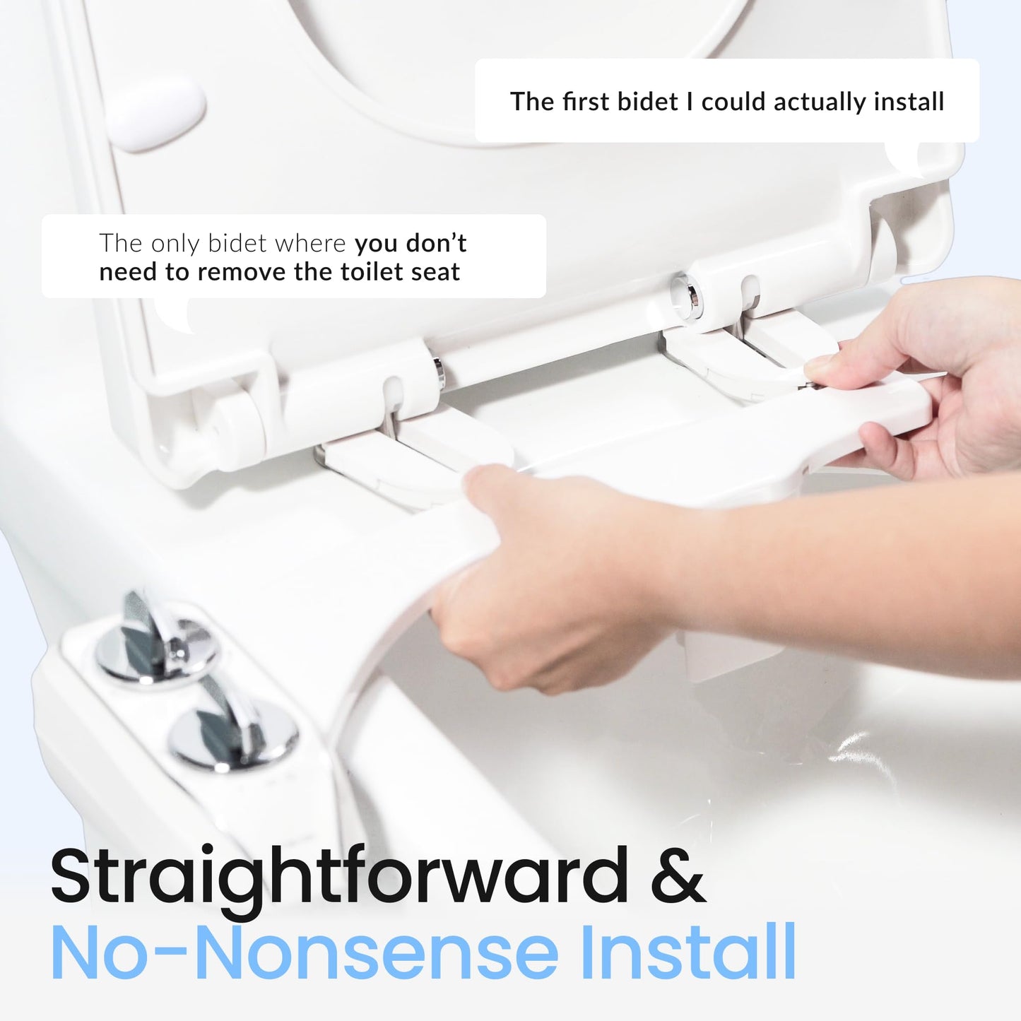 LUXE Bidet NEO 185 Plus - Patented Bidet Attachment for Toilet Seat, Innovative Hinges to Clean, Slide-in Easy Install, Advanced 360° Self-Clean, Dual Nozzles, Feminine &amp; Rear Wash (Chrome)