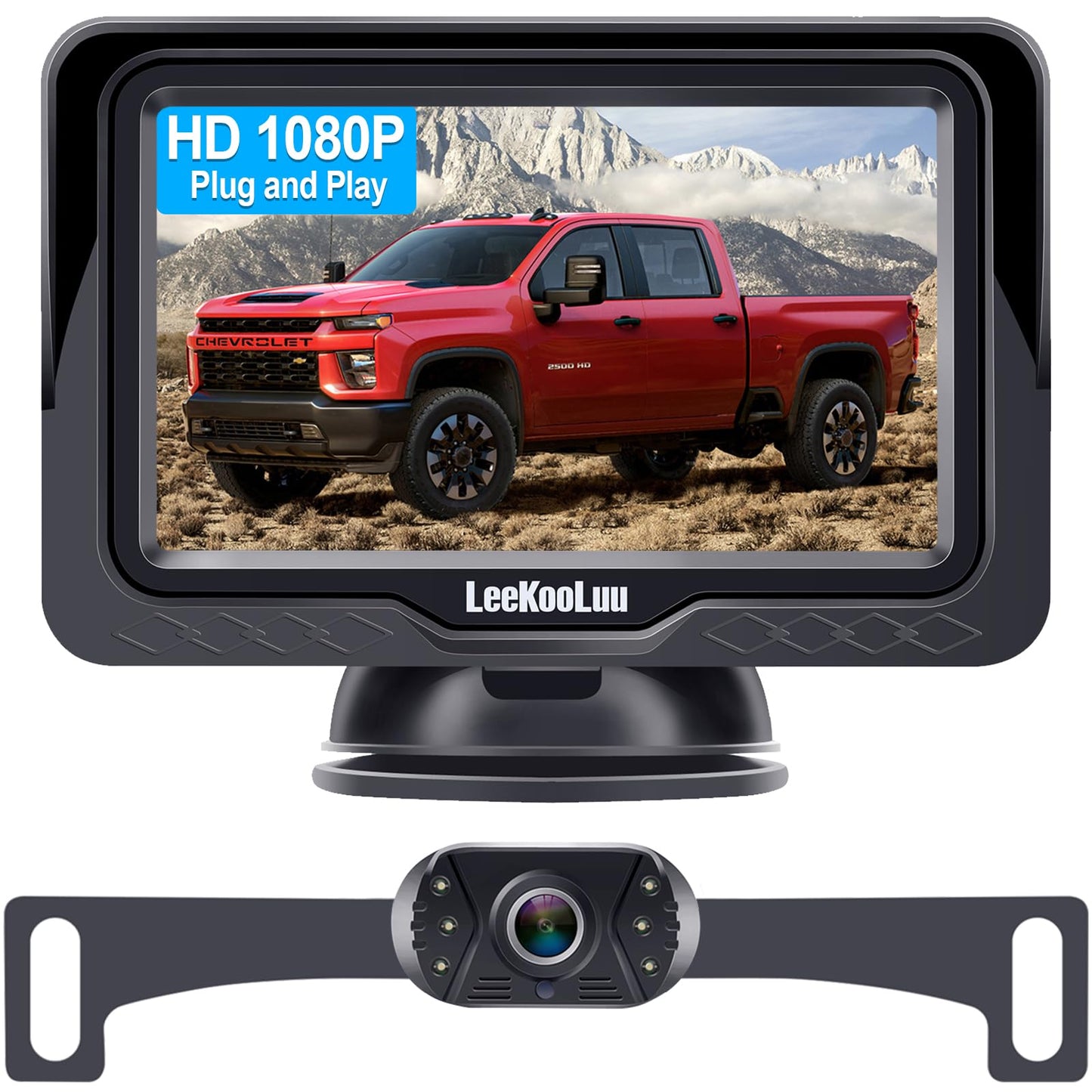 Backup Camera Easy Setup Plug-Play: HD 1080P No-Delay Waterproof - Clear Night Vision Rear View Camera with Monitor for Car Truck SUV - LK3