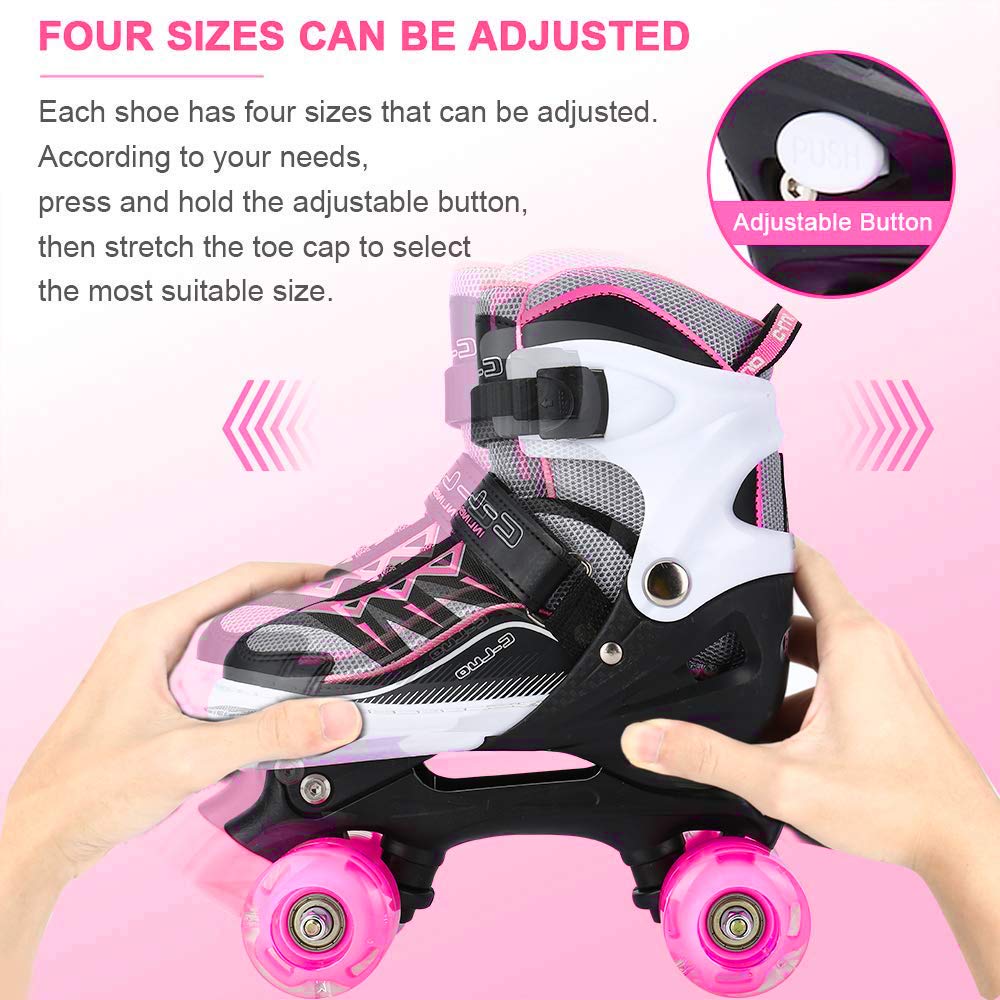 Sowume Adjustable Roller Skates for Girls and Women, All 8 Wheels of Girl's Skates Shine, Safe and Fun Illuminating for Kids