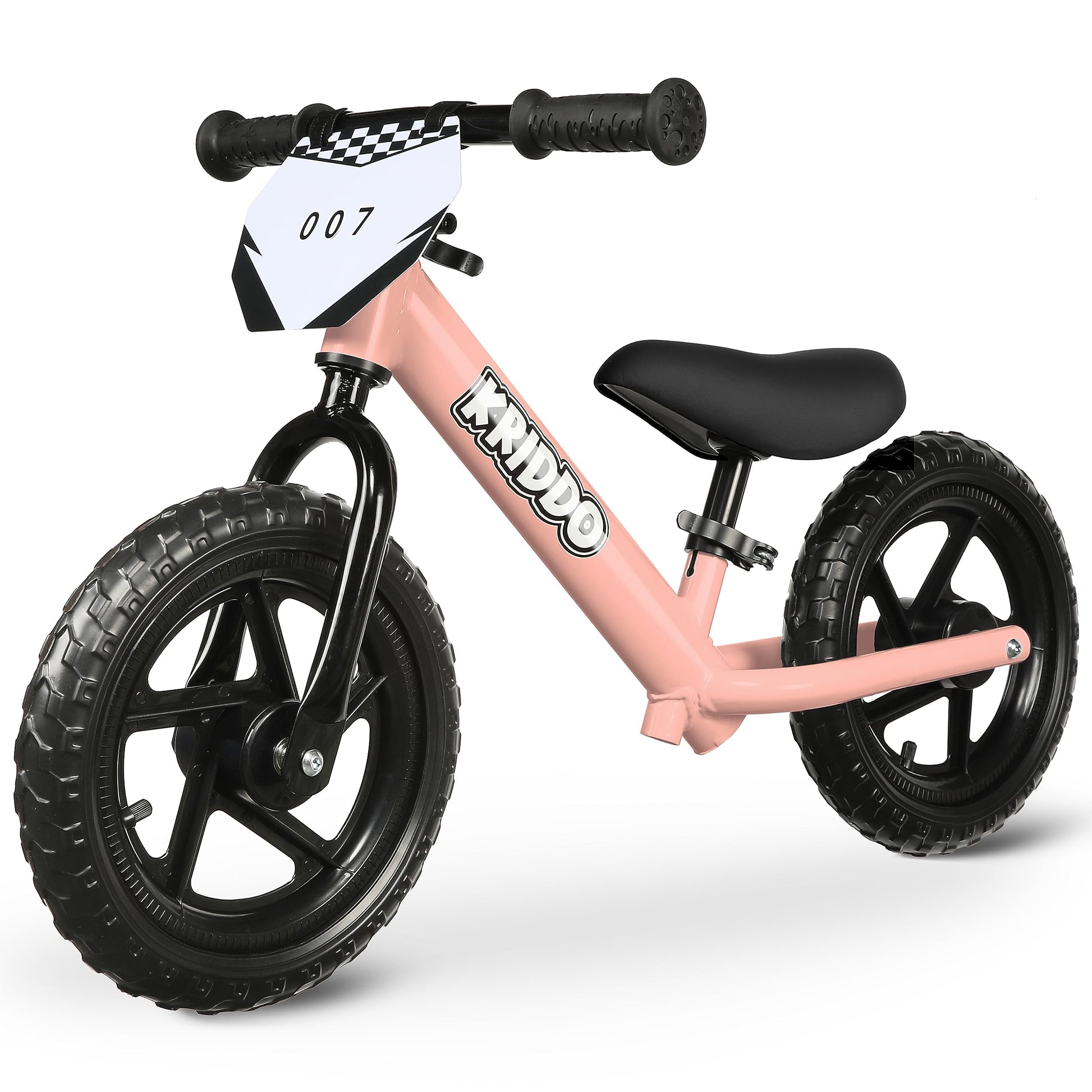 KRIDDO Toddler Balance Bike 2 Year Old, Age 24 Months to 5 Years Old, 12 Inch Push Bicycle with Customize Plate (3 Sets of Stickers Included), Steady Balancing, Gift Bike for 2-3 Boys Girls