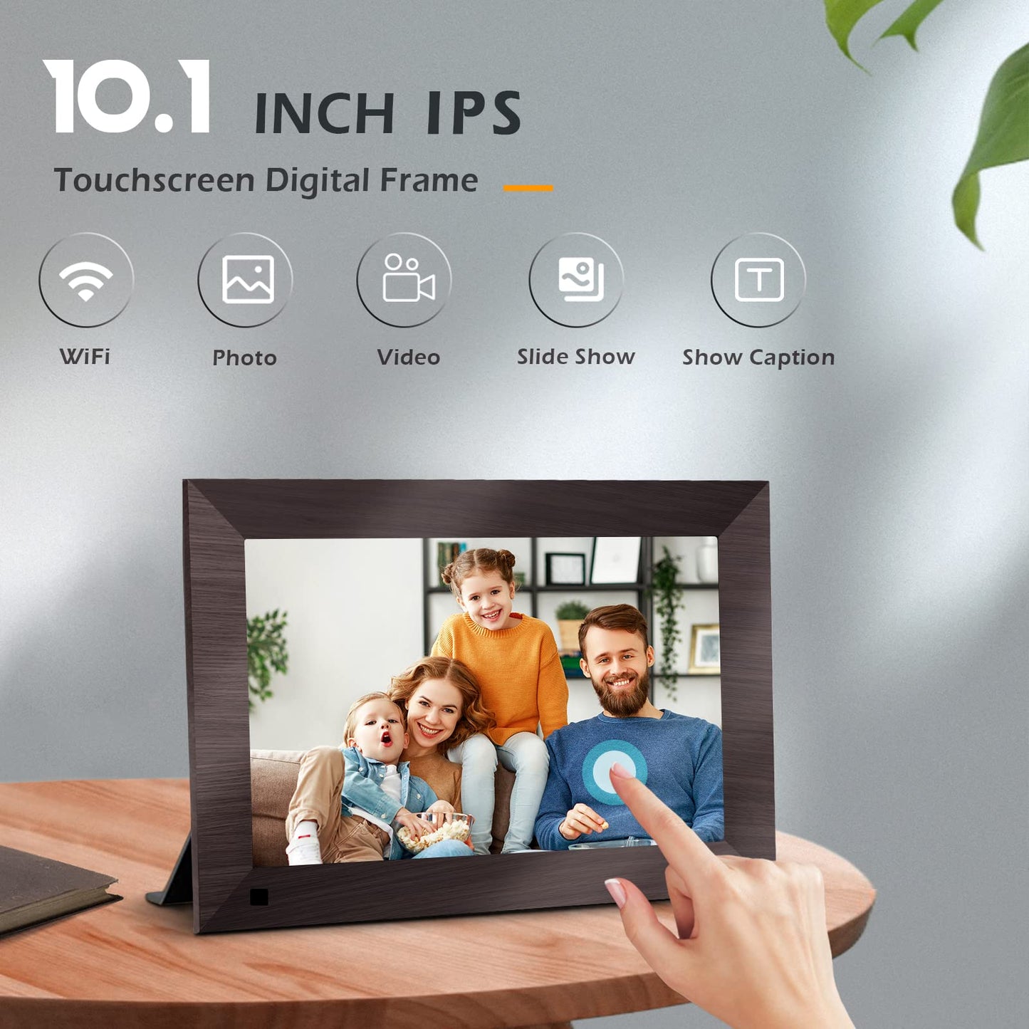 10.1 Inch WiFi Digital Picture Frame, 1280x800HD IPS Touch Screen Digital Photo Frame Electronic,16GB Memory, Auto-Rotate, Wall Mountable, Share Photos/Videos Instantly via Uhale App from Anywhere