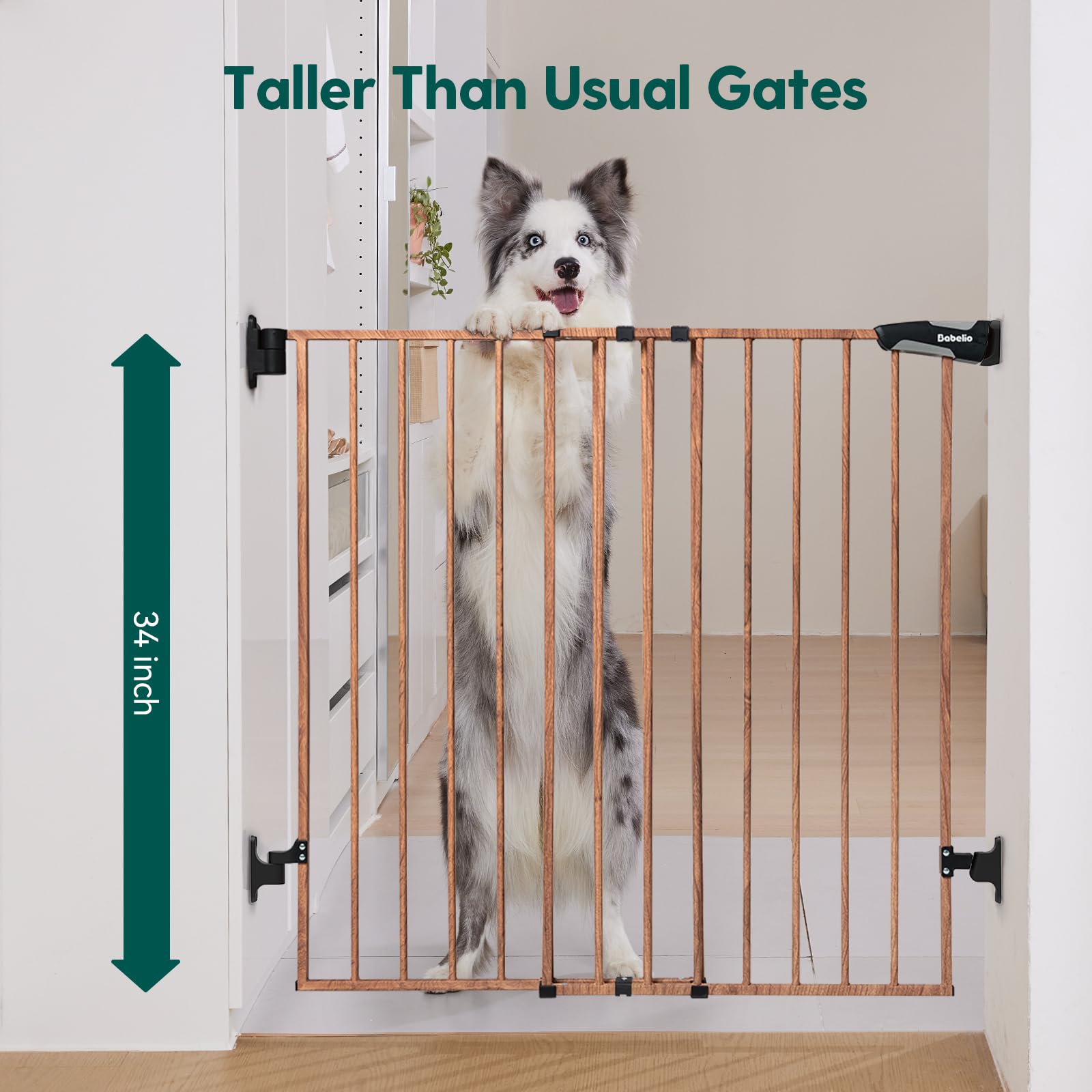 Babelio 26-43" No Bottom Bar Baby Gate for Babies, Elders and Pets, 2-in-1 Hardware Mount Dog Gate for The House, Stairs and Doorways, with Large Walk Thru Door, Black