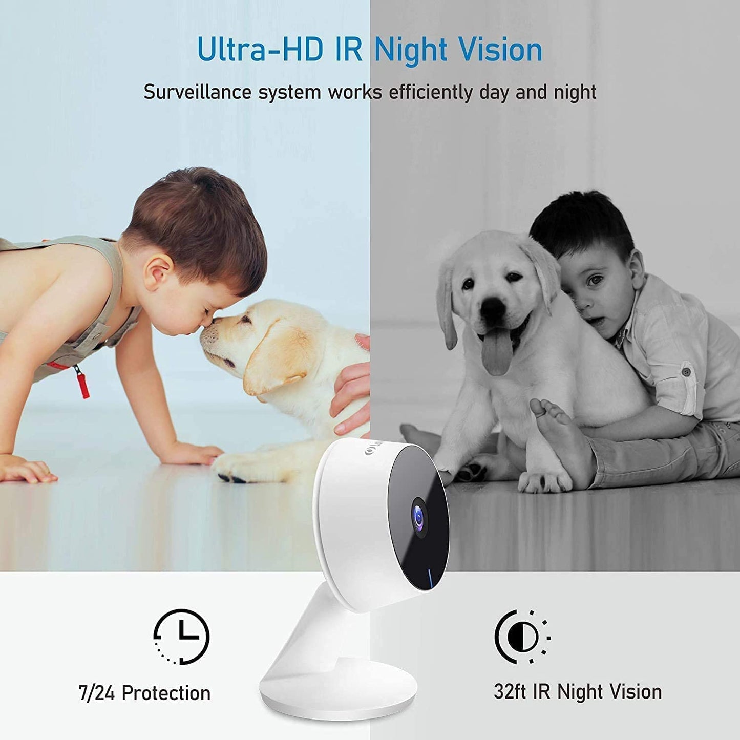 LaView Security Cameras 4pcs, Home Security Camera Indoor 1080P, Wi-Fi Cameras Wired for Pet, Motion Detection, Two-Way Audio, Night Vision, Phone App, Works with Alexa, iOS &amp; Android &amp; Web Access