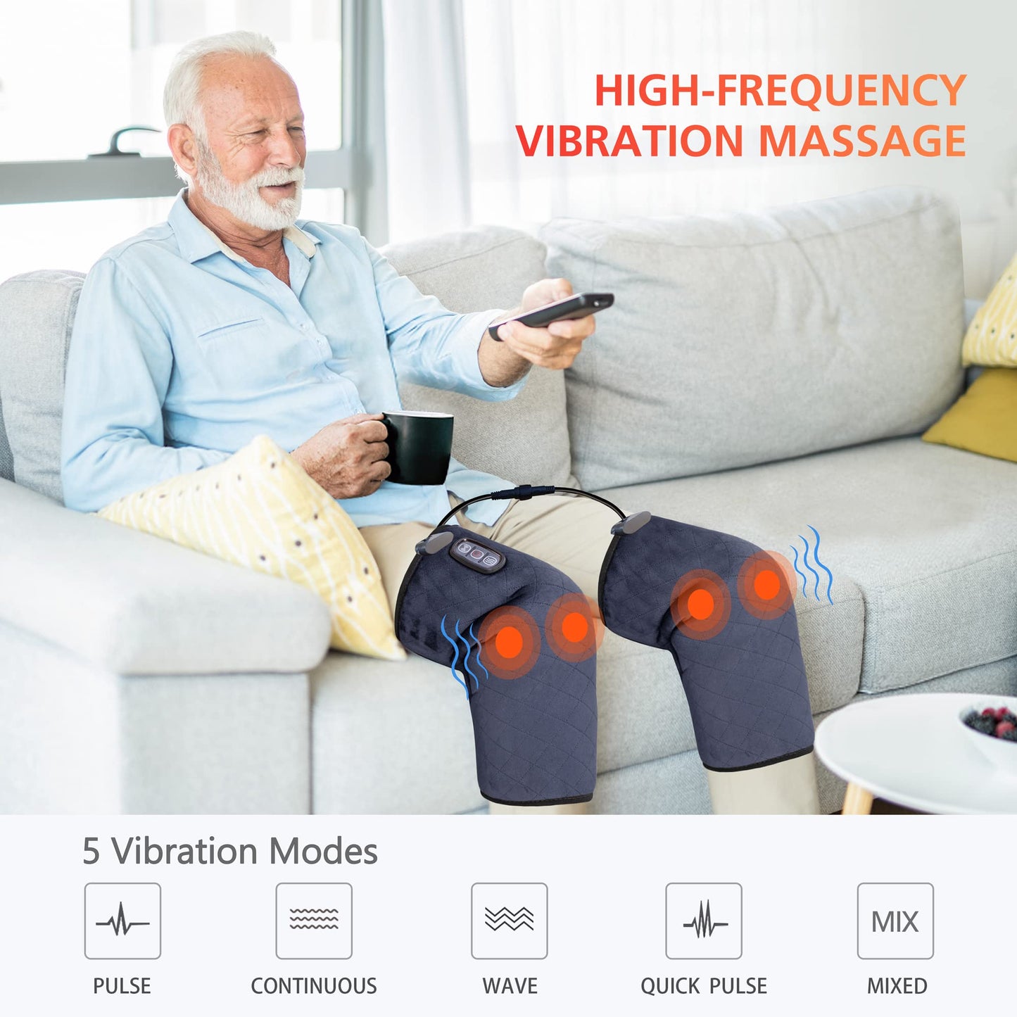 COMFIER Heated Knee Massager with Heating Pad for Knee Pain Relief,Gifts for Men Women Dad Mom,Knee Warmers Wrap, FSA or HSA Eligible,Heated Knee Pad for Men Women Seniors