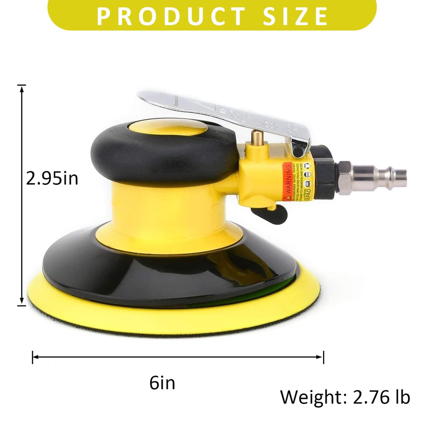 Professional Air Random Orbital Palm Sander, Dual Action Pneumatic Sander, Low Vibration, Heavy Duty