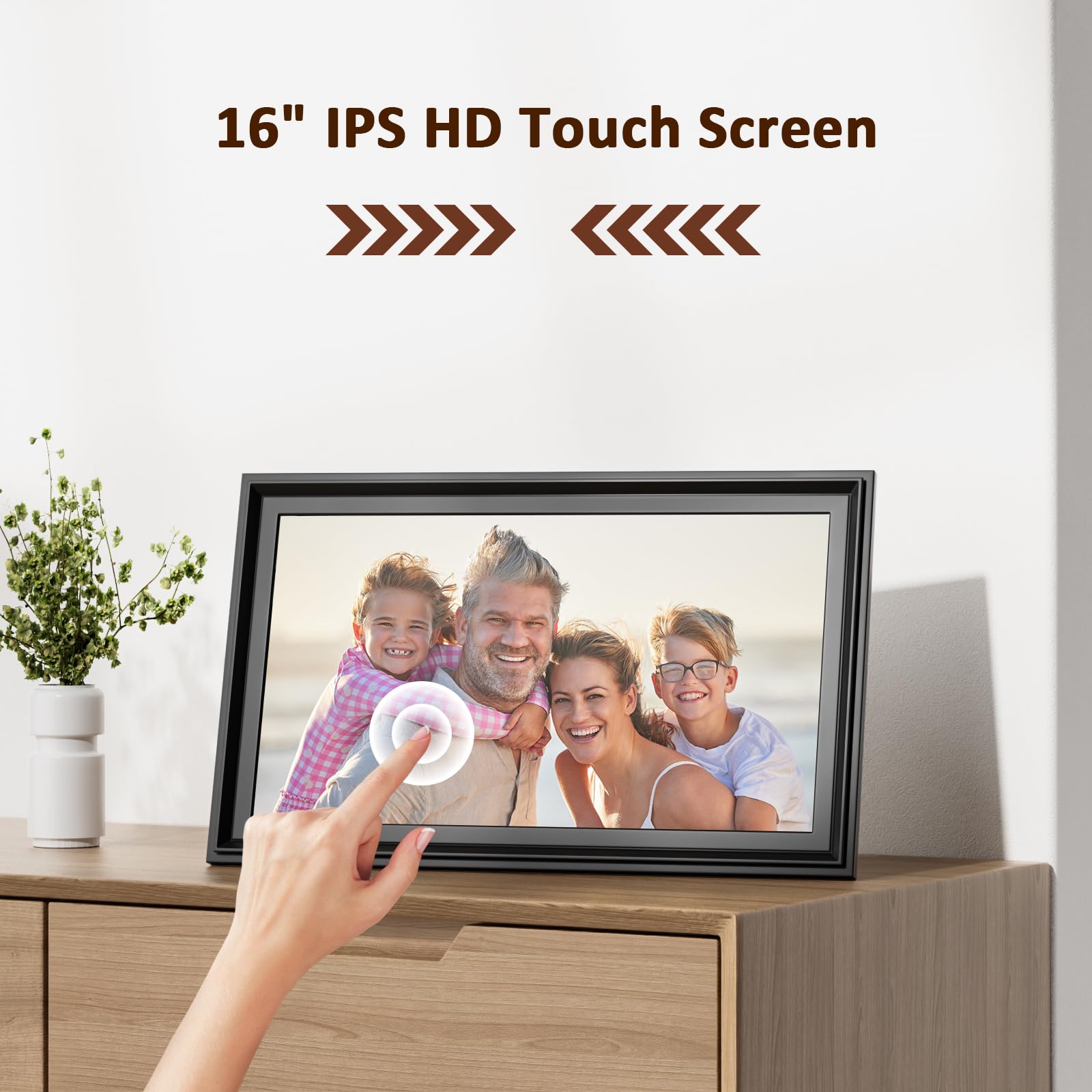 10.1 Inch WiFi Digital Picture Frame, 1280x800HD IPS Touch Screen Digital Photo Frame Electronic,16GB Memory, Auto-Rotate, Wall Mountable, Share Photos/Videos Instantly via Uhale App from Anywhere