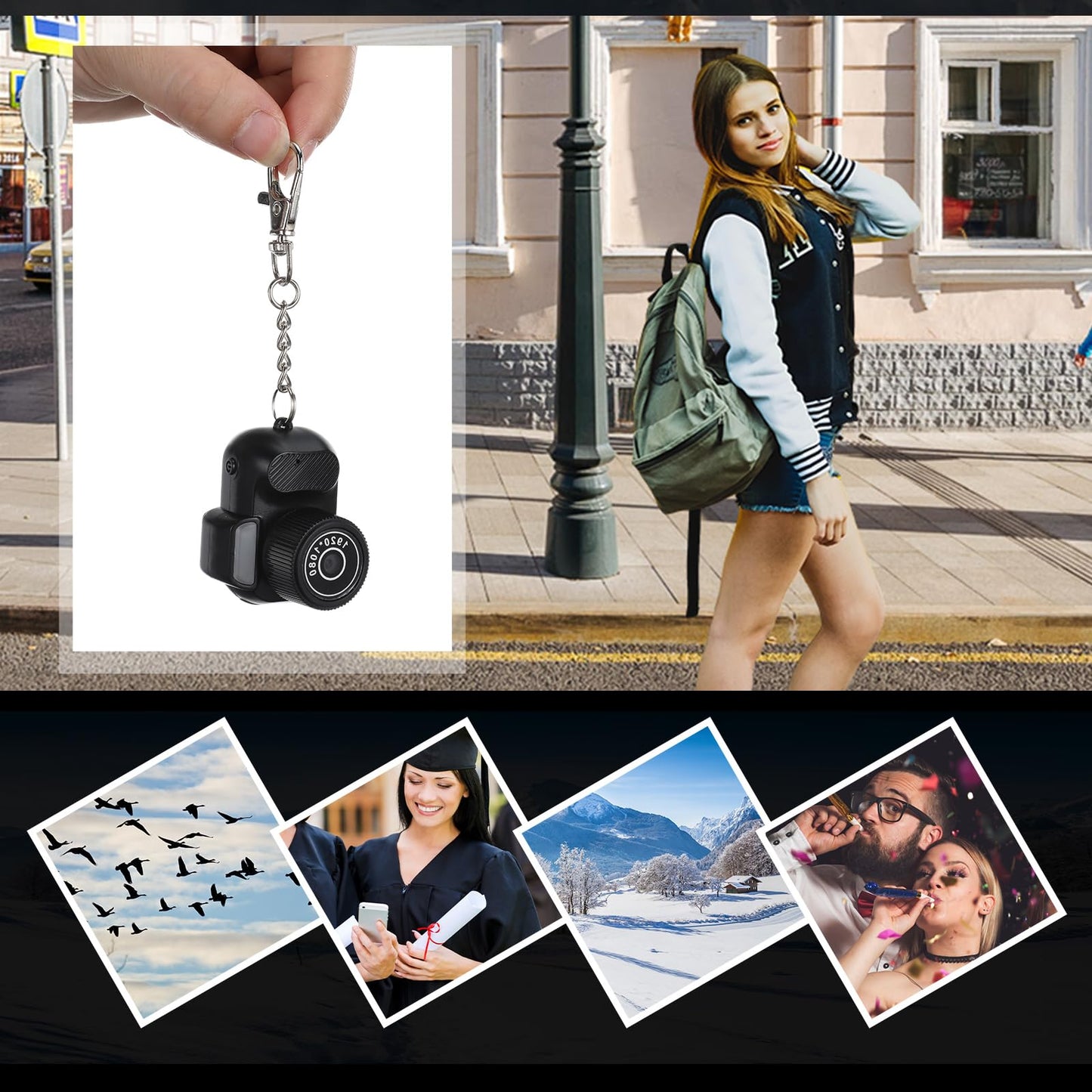 Mini Keychain Camera 1080p Small Retro Portable Photo Video Camera 100 Mins Battery Life Micro Video Camcorder for Travel Study Recording