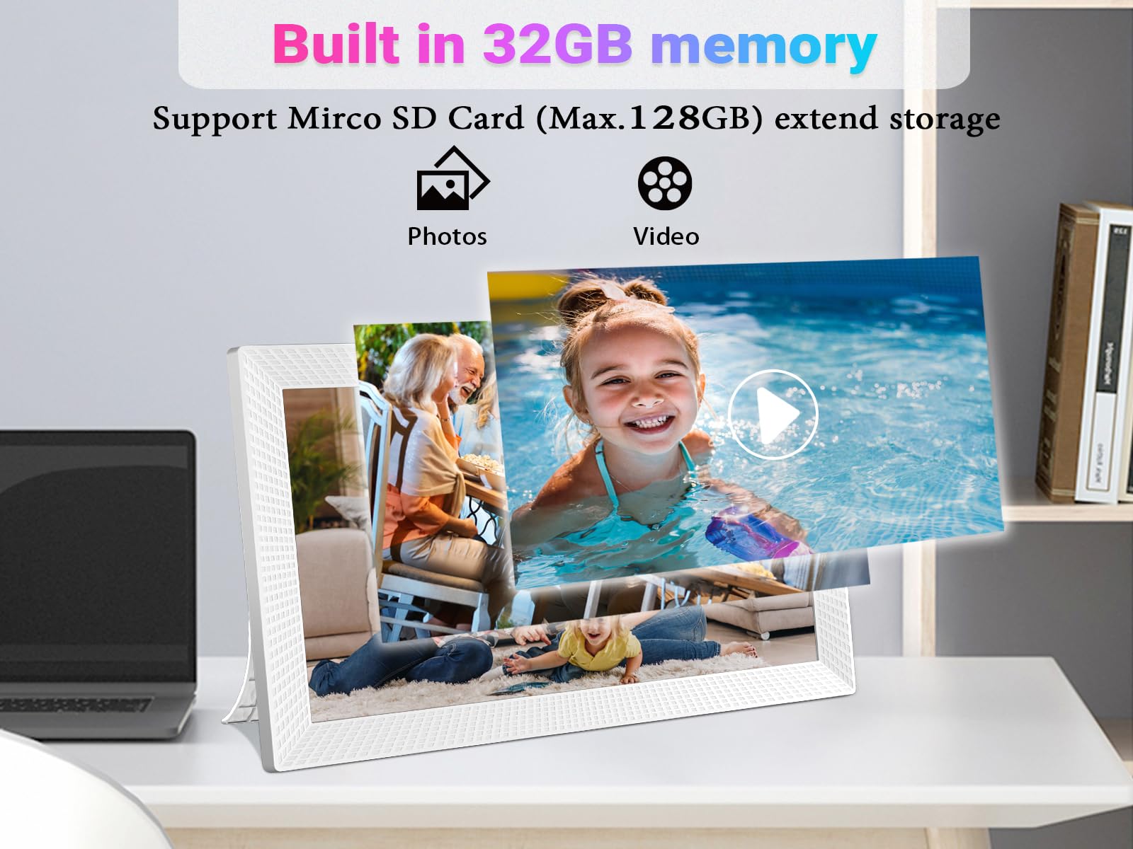 Frameo 10.1 Inch Smart WiFi Digital Picture Frame, 32GB Memory, 1280x800 HD IPS Touchscreen, Digital Photo Frame, Auto-Rotate, Wall Mountable, Share Moments from Anywhere, for Family, Friends-Black