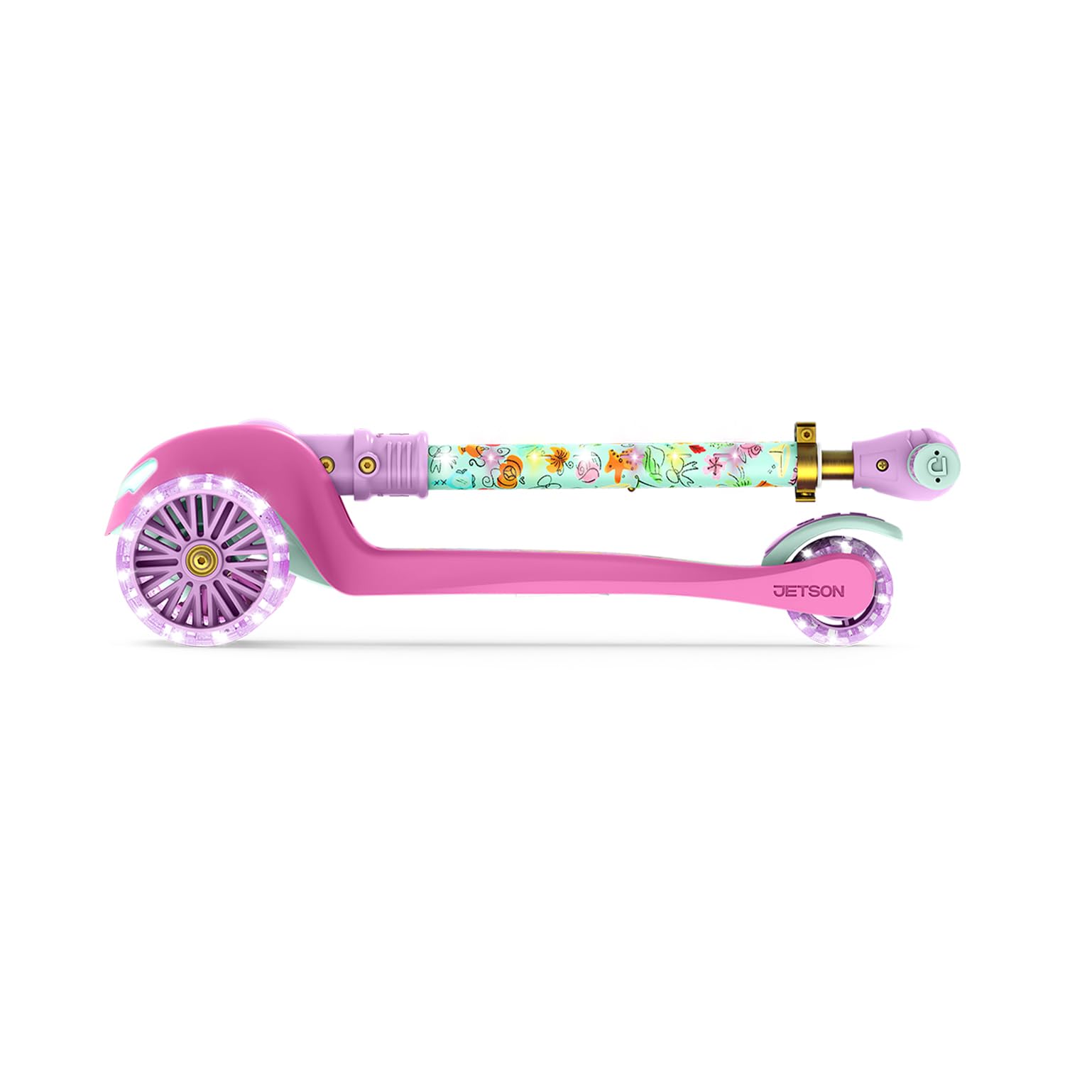 Jetson Character Kids Kick Scooter, LED Lights on Stem &amp; Light-Up Wheels, Lightweight Frame, Height-Adjustable Handlebar, Lean-to-Steer System, Easy-Fold Mechanism