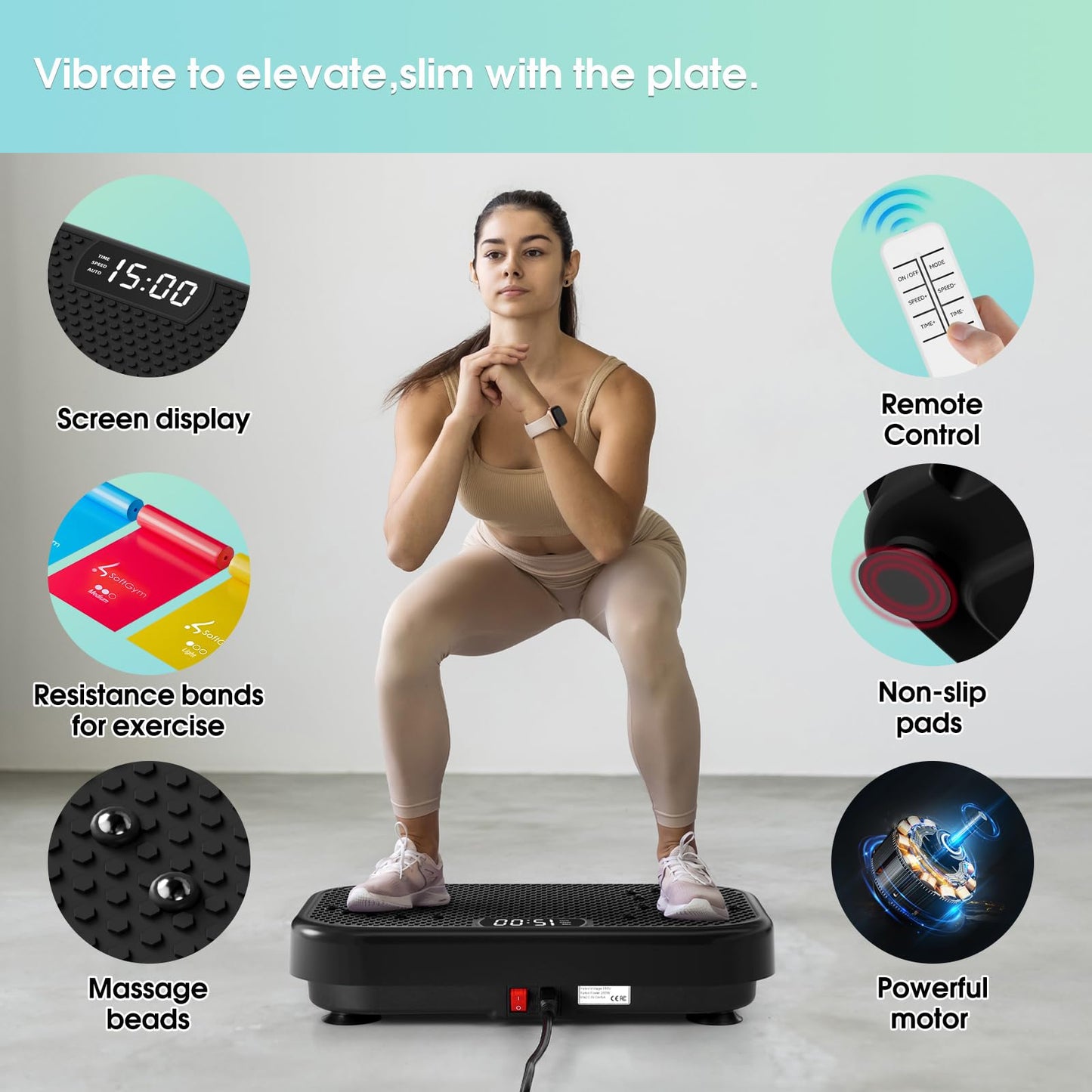 Vibration Plate Exercise Machine for Lymphatic Drainage Weight Loss,SoftGym Power Vibration Plate 300-400 Lbs Capacity Full Whole Body Workout Vibration Platform,Waver Vibration Plate for Home Fitness