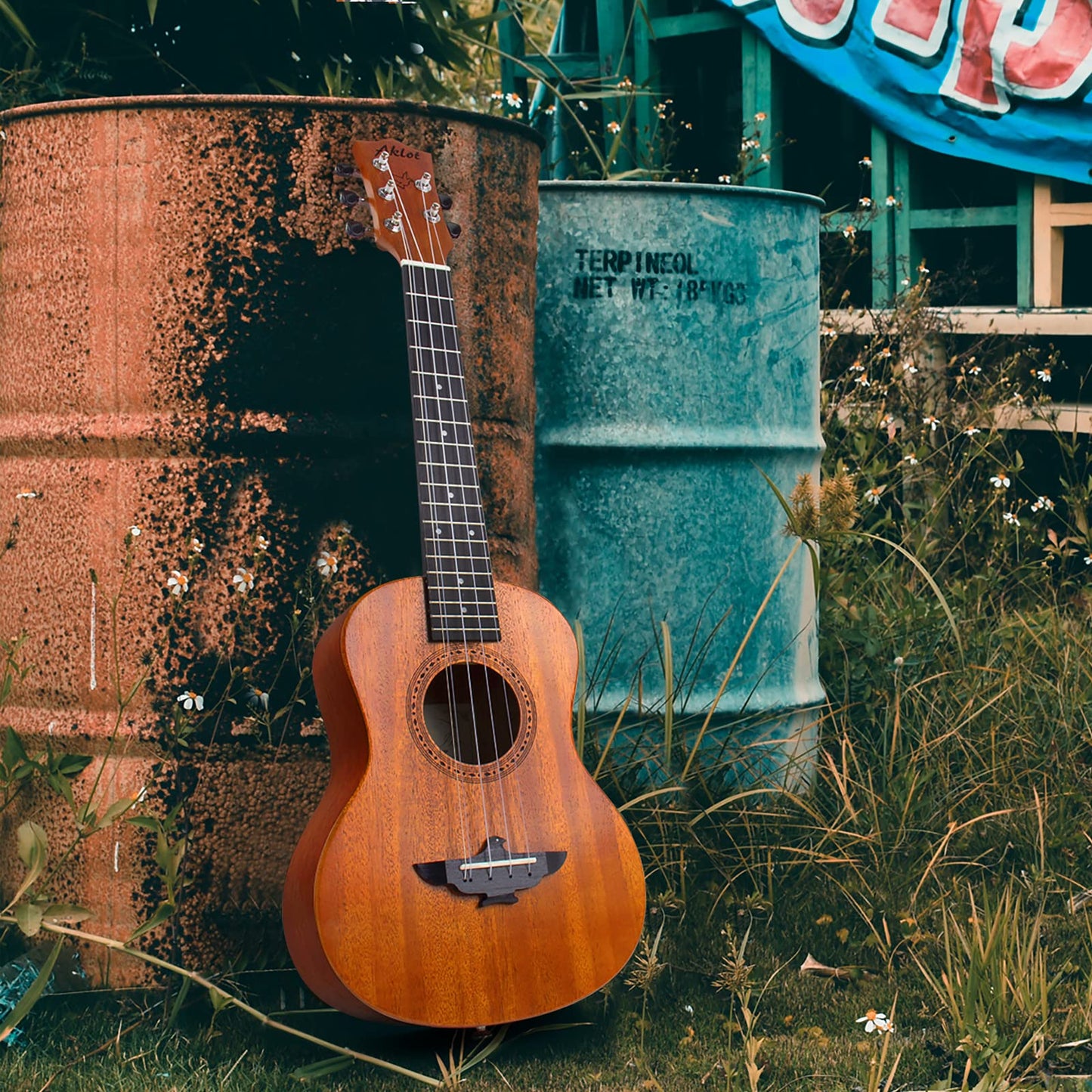 AKLOT 5 Strings Ukulele,Tenor Ukelele 26 inch Solid Mahogany Uke with Gig Bag Belt Extra Strings Professionals