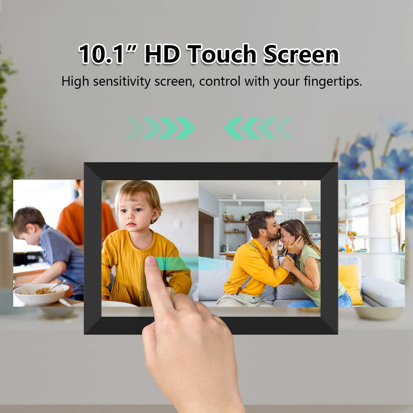 FRAMEO Digital Photo Frame WiFi 32GB 10.1 Inch 1280x800 IPS Touch Screen Digital Picture Frame Easy Setup Share Photo or Video via Frameo APP