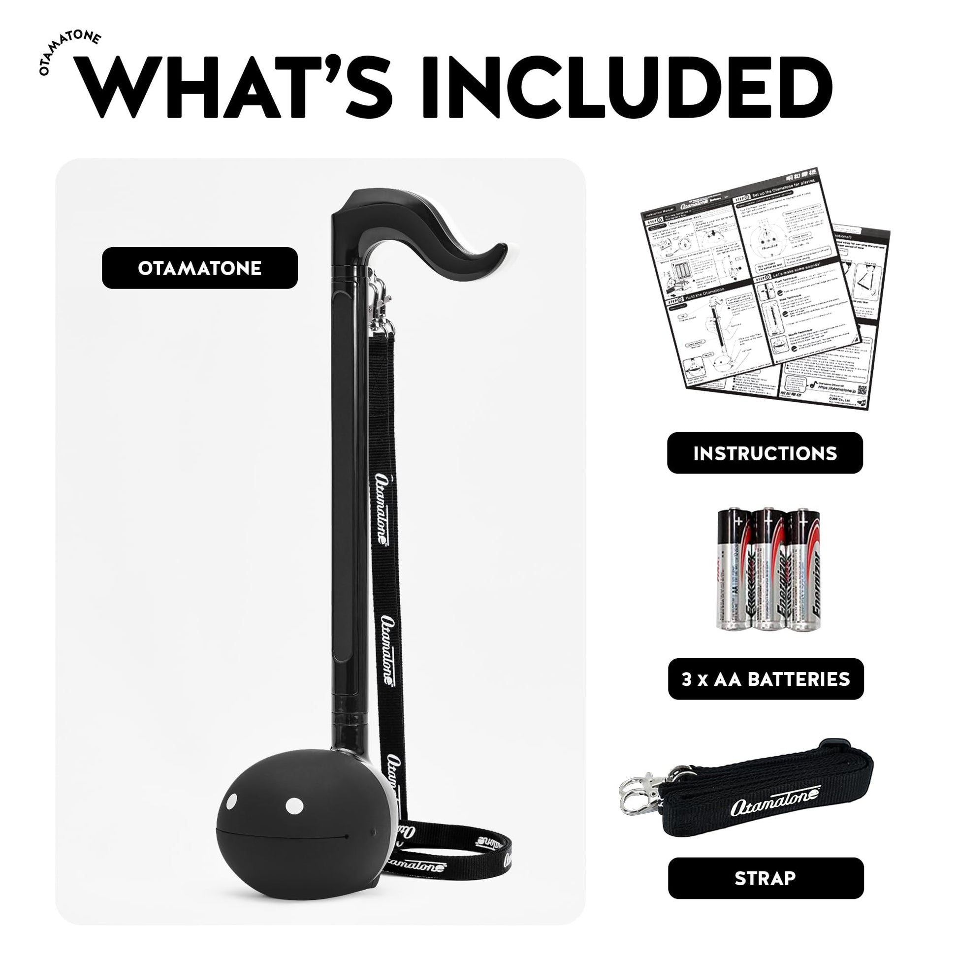 Otamatone Deluxe Electronic Musical Instrument for Adults Portable Synthesizer Digital Electric Music from Japan by Cube/Maywa Denki Cool Stuff Gifts, Black [English Manual]