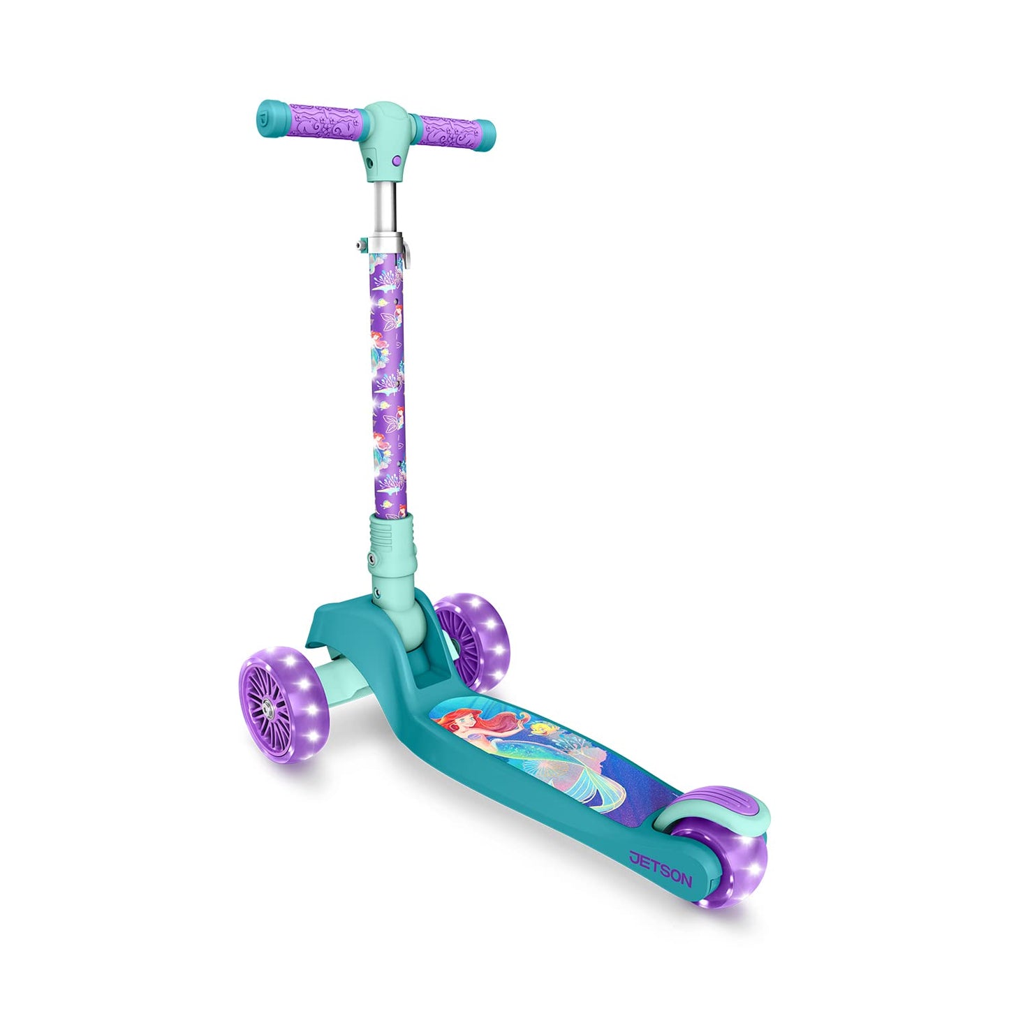 Jetson Character Kids Kick Scooter, LED Lights on Stem &amp; Light-Up Wheels, Lightweight Frame, Height-Adjustable Handlebar, Lean-to-Steer System, Easy-Fold Mechanism