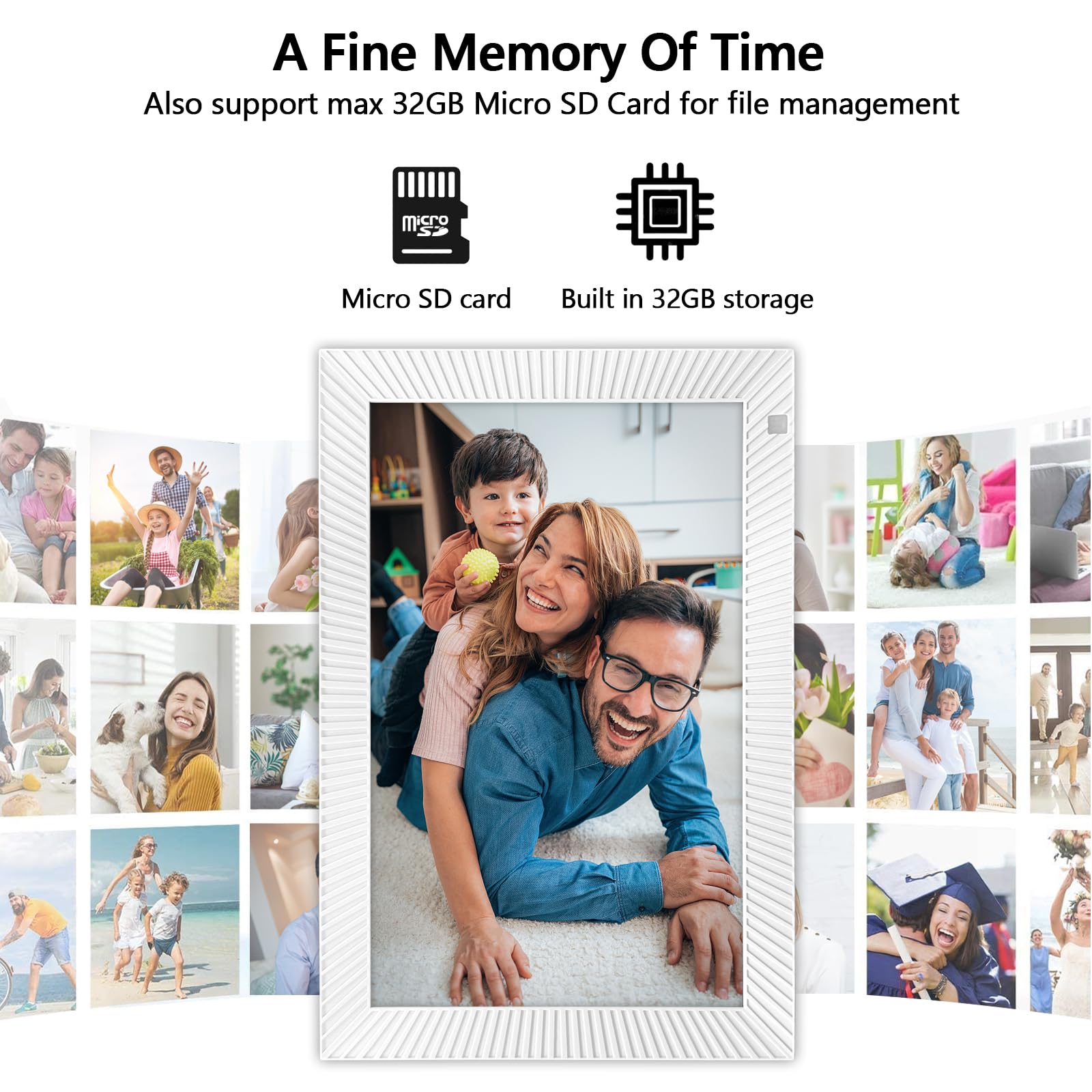 FRAMEO Digital Photo Frame WiFi 32GB 10.1 Inch 1280x800 IPS Touch Screen Digital Picture Frame Easy Setup Share Photo or Video via Frameo APP