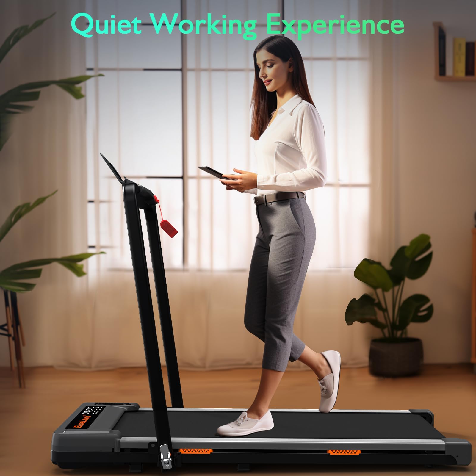 Elseluck Walking Pad, Under Desk Treadmill for Home Office, 2 in 1 Portable Walking Treadmill with Remote Control, Walking Jogging Machine in LED Display