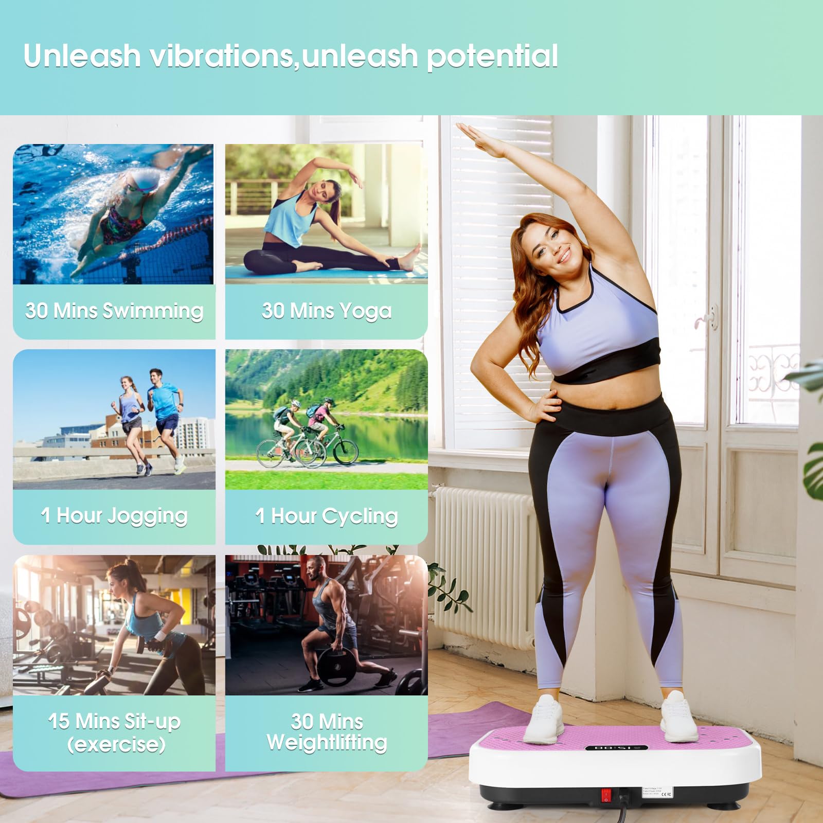 Vibration Plate Exercise Machine for Lymphatic Drainage Weight Loss,SoftGym Power Vibration Plate 300-400 Lbs Capacity Full Whole Body Workout Vibration Platform,Waver Vibration Plate for Home Fitness