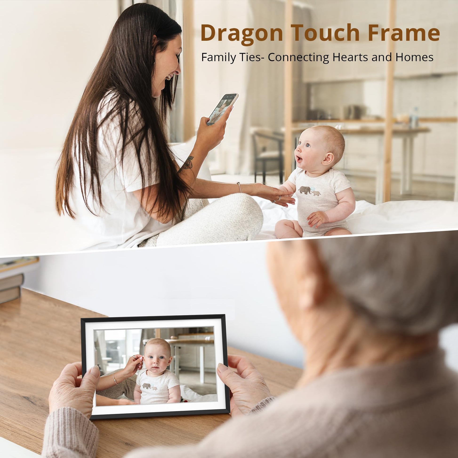 Dragon Touch 10.1'' WIFI Digital Picture Frame - 1280*800 HD IPS Touch Screen Digital Photo Frame Display, Auto-Rotate, Share Photos/Videos Instantly via Free App Best Gifts for Birthday, Wedding, Mom