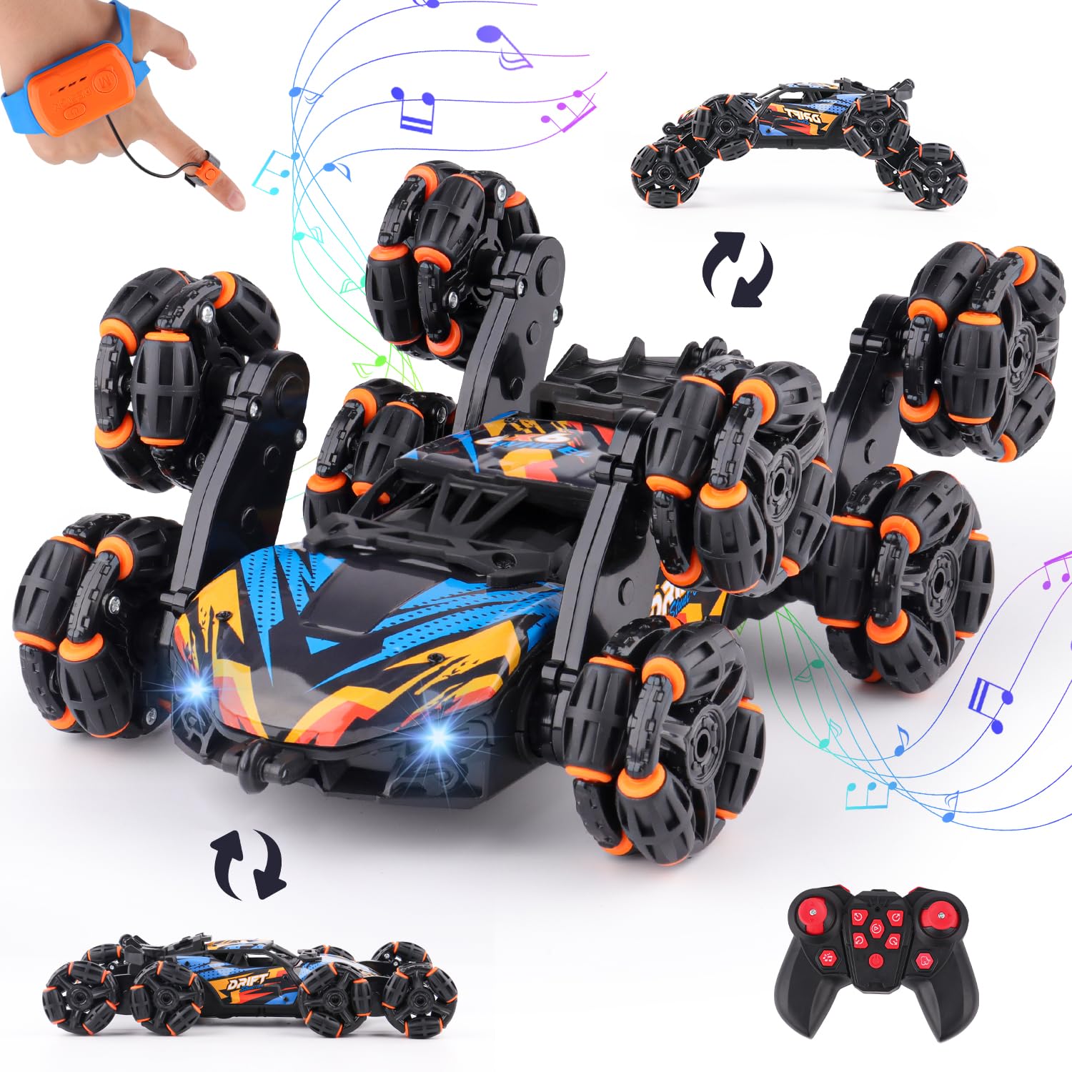 Cool 8 Wheels Hand Controlled rc Stunt Car Toys, Gesture Sensing Remote Control Cars for Boys Age 6 7 8-12 13 14 Year Old, Birthday Gifts Ideas for Kids