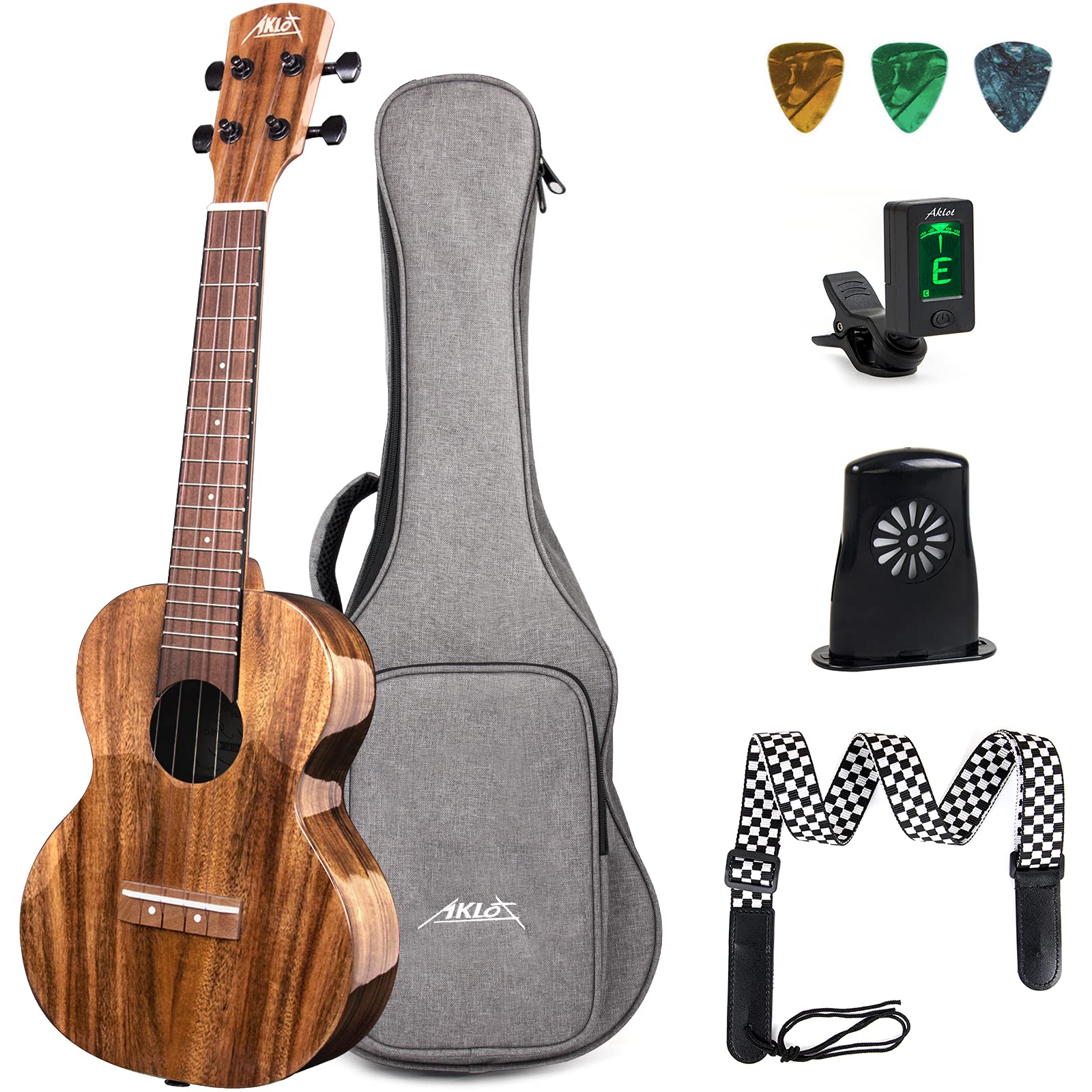 AKLOT 5 Strings Ukulele,Tenor Ukelele 26 inch Solid Mahogany Uke with Gig Bag Belt Extra Strings Professionals