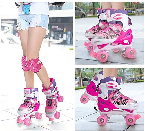 Sowume Adjustable Roller Skates for Girls and Women, All 8 Wheels of Girl's Skates Shine, Safe and Fun Illuminating for Kids