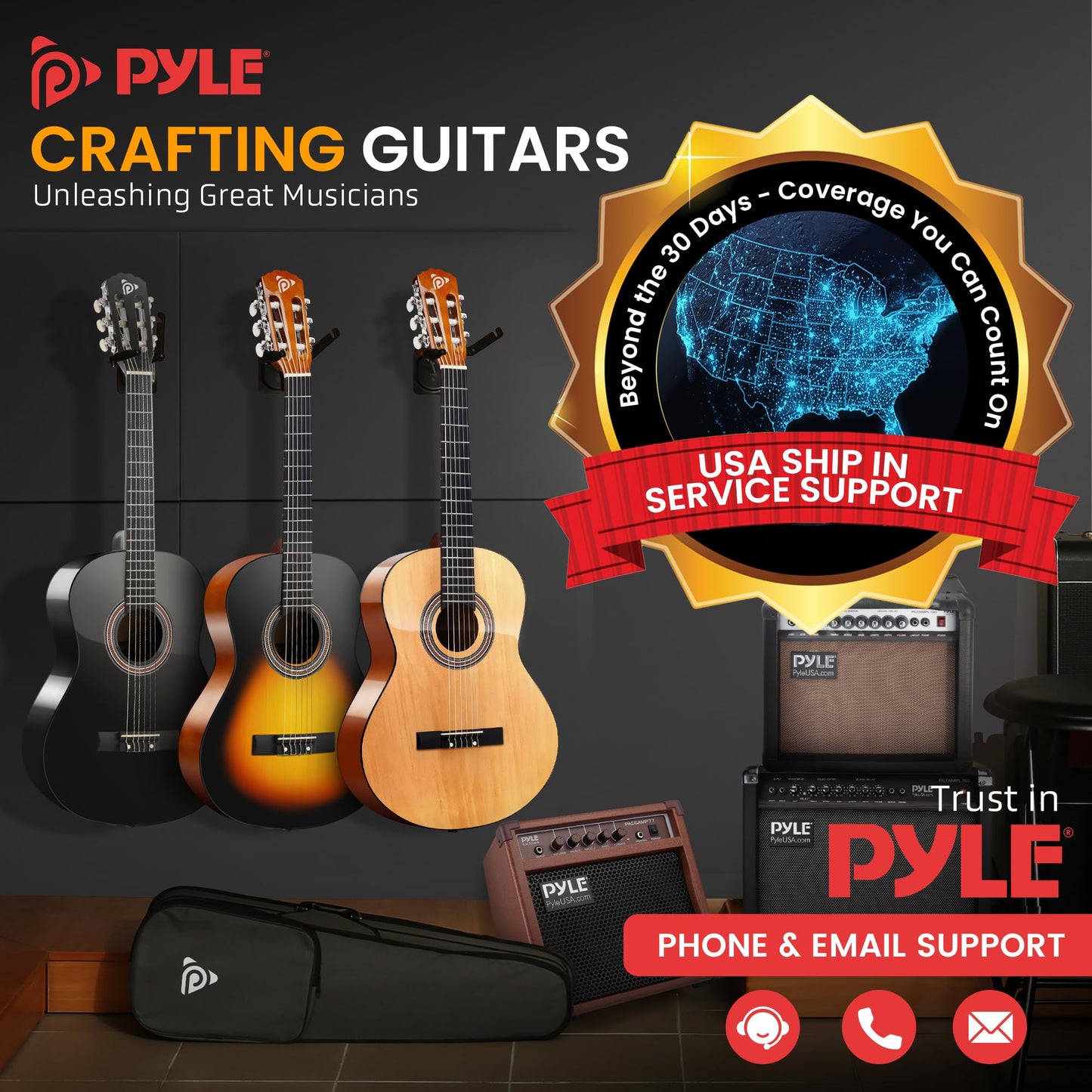 Pyle Left Handed Beginner Acoustic Guitar Kit, 1/4 Junior Size All Wood Build Nylon Stringed Instrument with Capo, Strap, Extra String Set, Gig Bag, Guitars for Beginners Adults Youth, 30" Natural