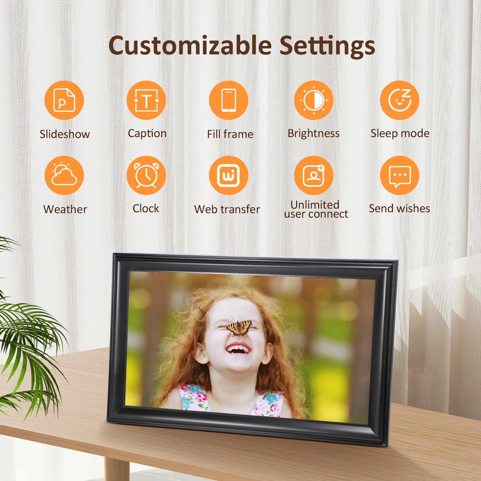 10.1 Inch WiFi Digital Picture Frame, 1280x800HD IPS Touch Screen Digital Photo Frame Electronic,16GB Memory, Auto-Rotate, Wall Mountable, Share Photos/Videos Instantly via Uhale App from Anywhere