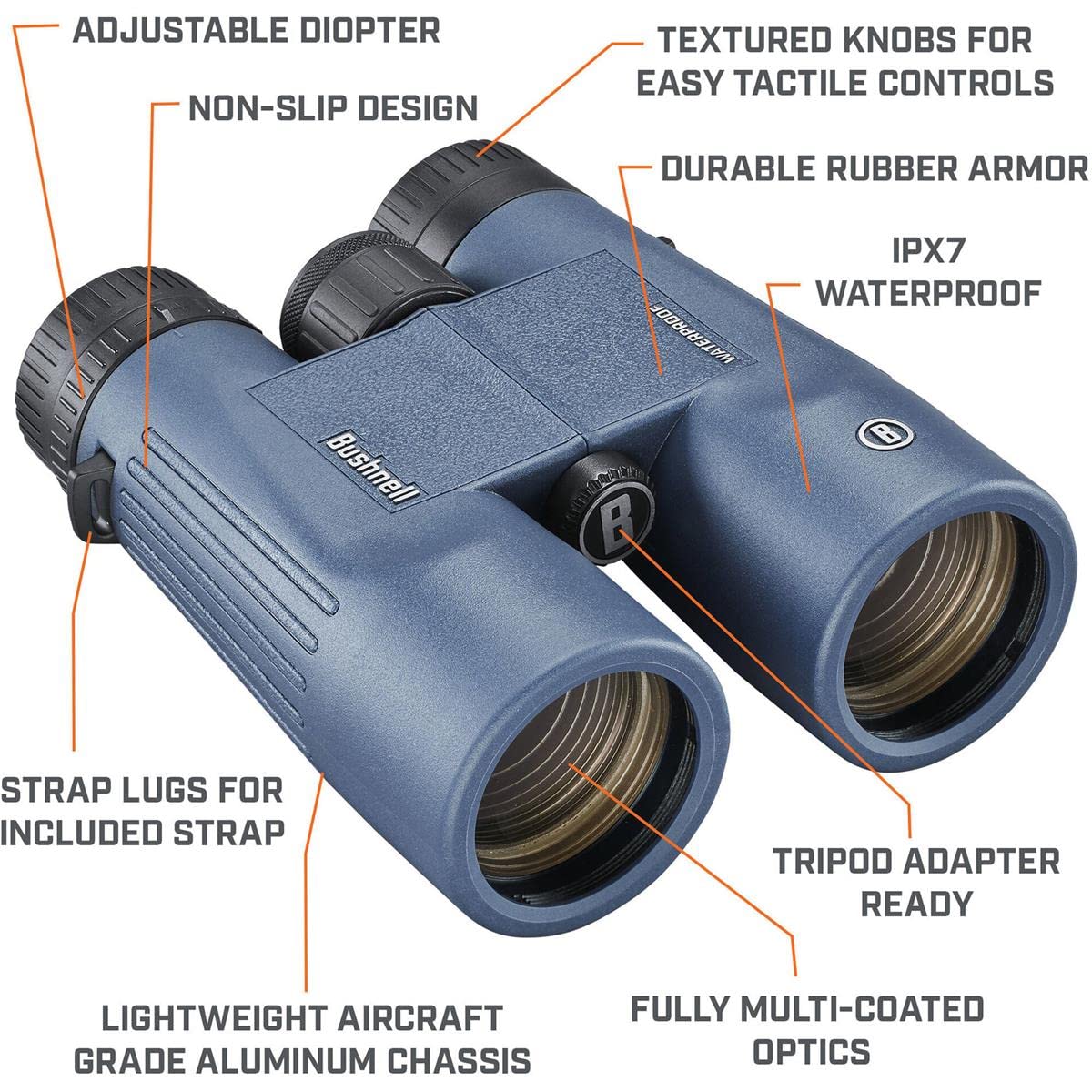 Bushnell H2O 7x50mm Binoculars, Waterproof and Fogproof Binoculars for Boating, Hiking, and Camping