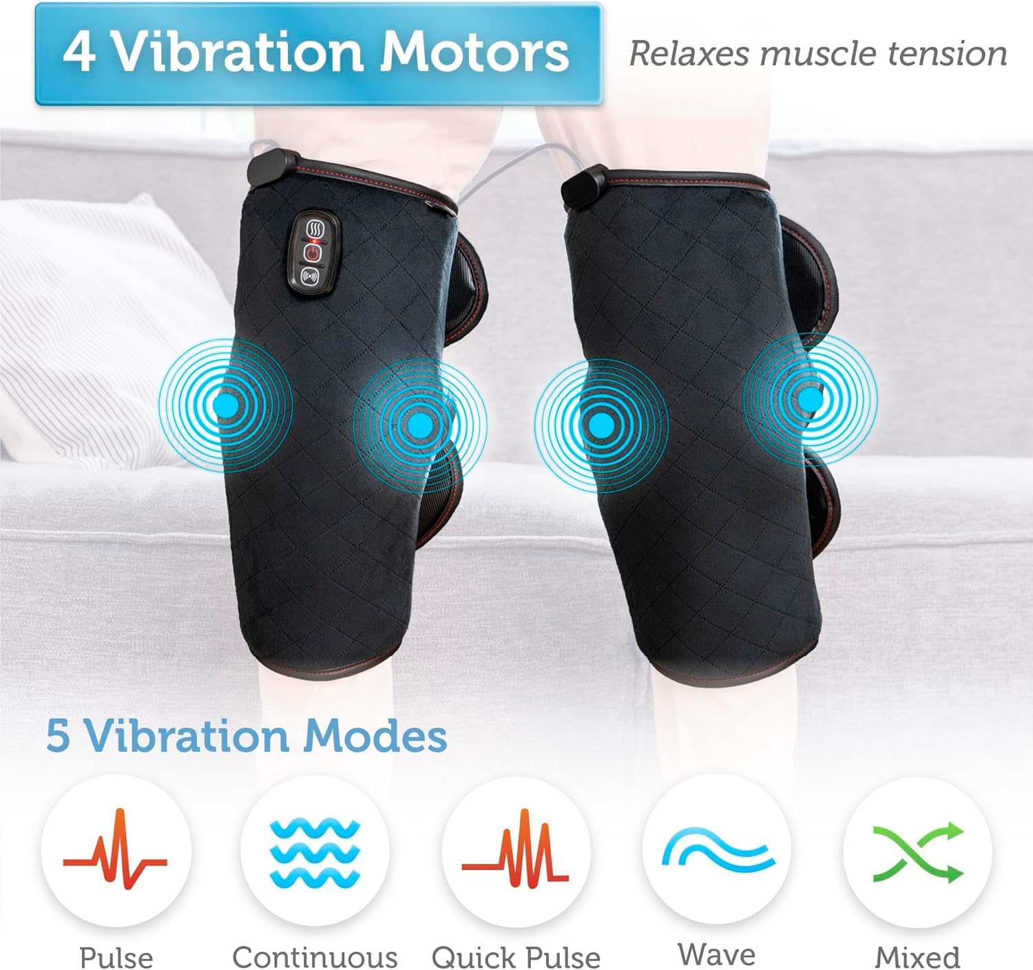 COMFIER Heated Knee Massager with Heating Pad for Knee Pain Relief,Gifts for Men Women Dad Mom,Knee Warmers Wrap, FSA or HSA Eligible,Heated Knee Pad for Men Women Seniors