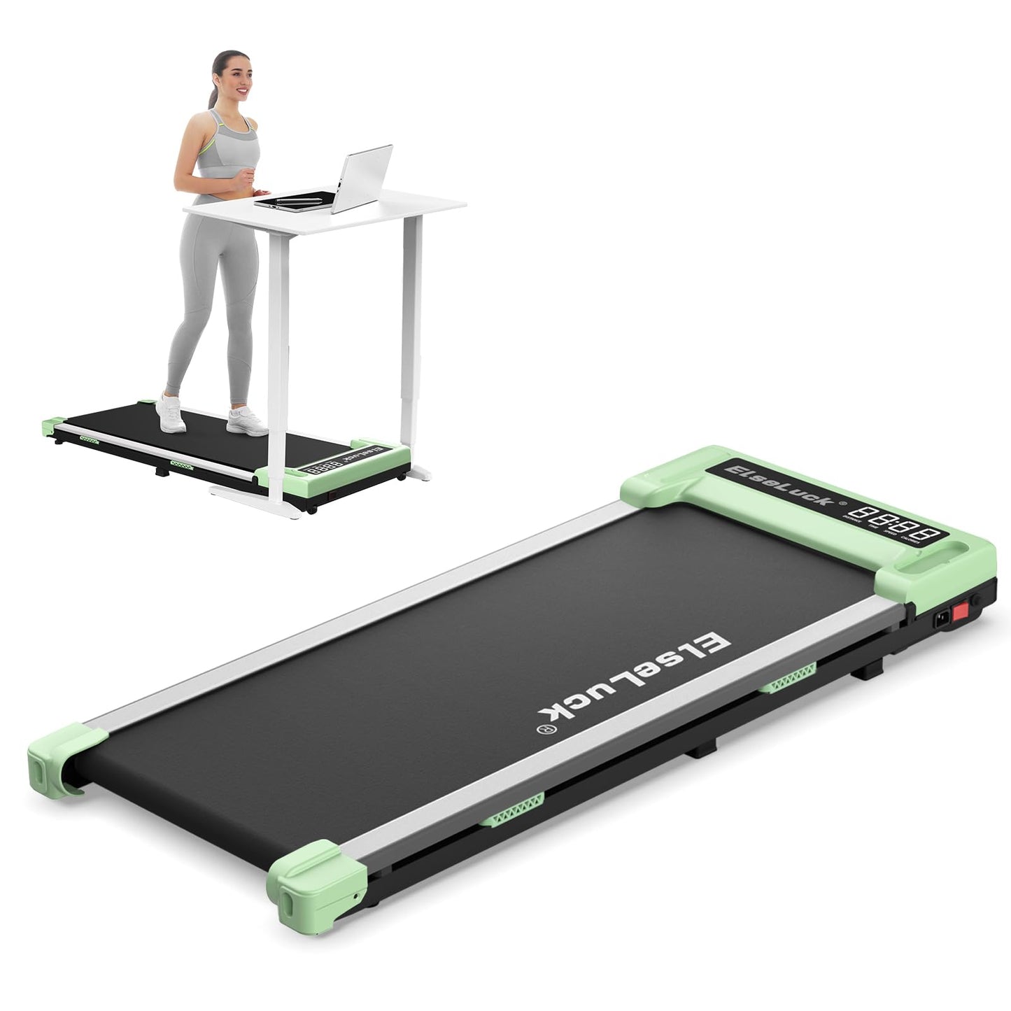 Elseluck Walking Pad, Under Desk Treadmill for Home Office, 2 in 1 Portable Walking Treadmill with Remote Control, Walking Jogging Machine in LED Display