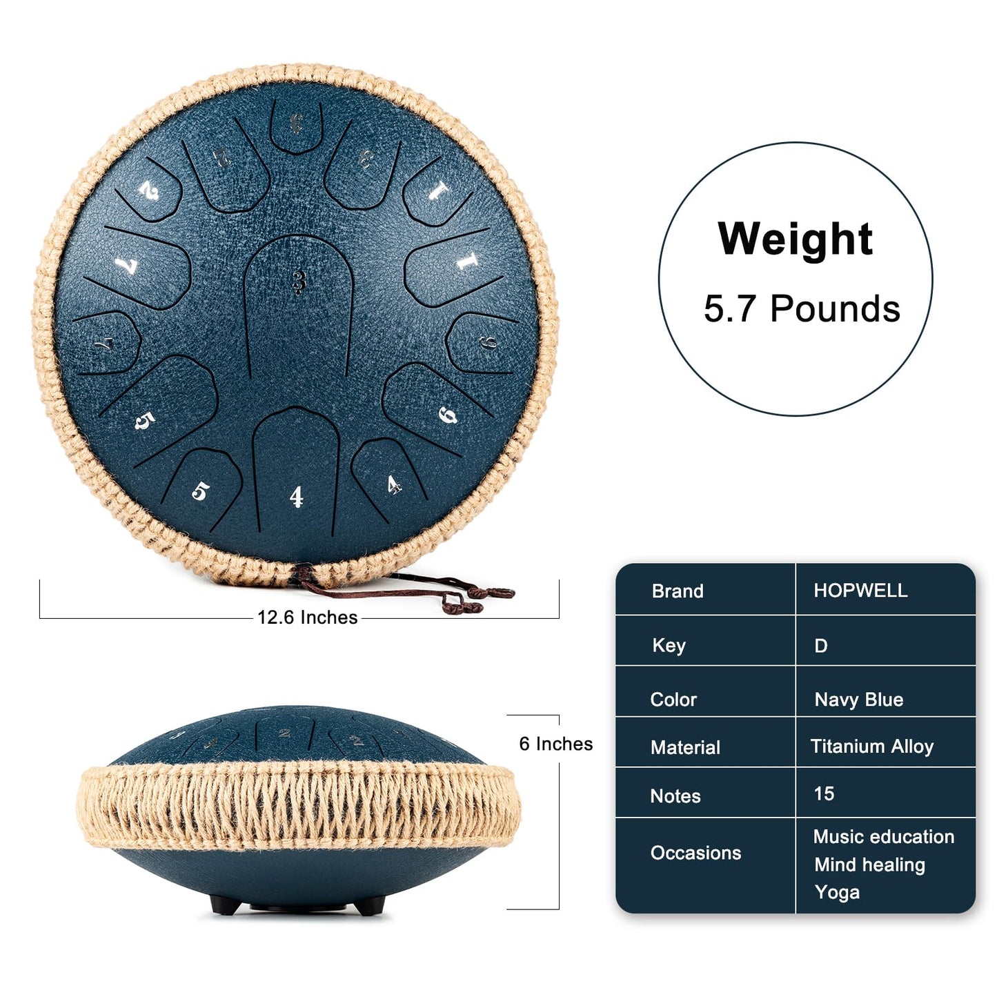 Steel Tongue Drum - 13 Inches 15 Notes Tongue Drum - Hand Pan Drum with Music Book, Handpan Drum Mallets and Carry Bag, D Major (Malachite Green)