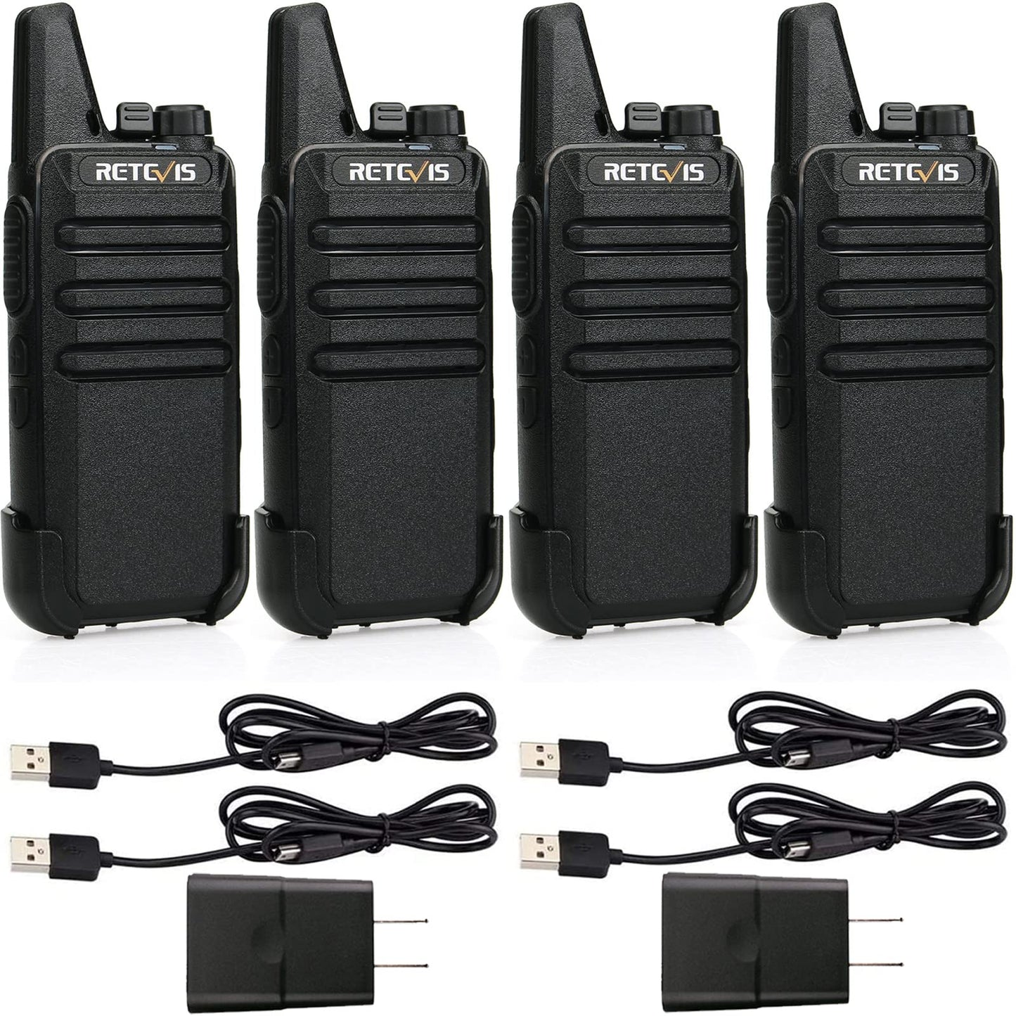 Retevis RT22 Two Way Radio Long Range Rechargeable,Portable 2 Way Radio,Upgrade Type C Handsfree Walkie Talkies for Adults Cruise Hiking Hunting Skiing(4 Pack)