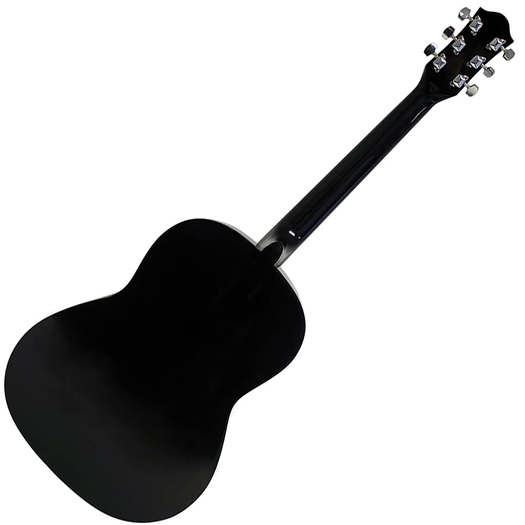 RockJam Acoustic Guitar Superkit Includes Stand, Gig Bag, Tuner, Picks, Plectrum Holder, Spare Strings &amp; Online Lessons 6 Pack, Right, Black, Full (RJW-101-BK-PK)