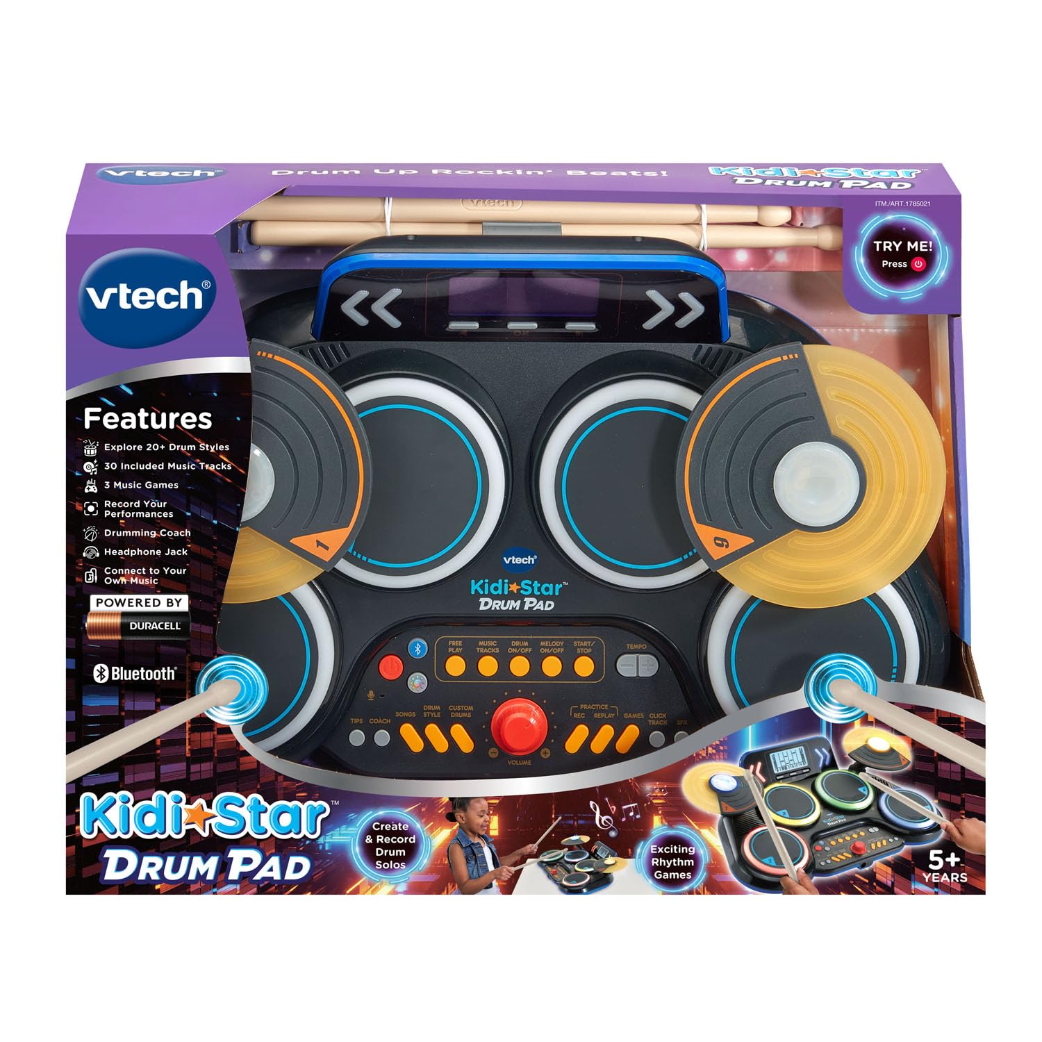 VTech Kidi Star Drum Pad, Black