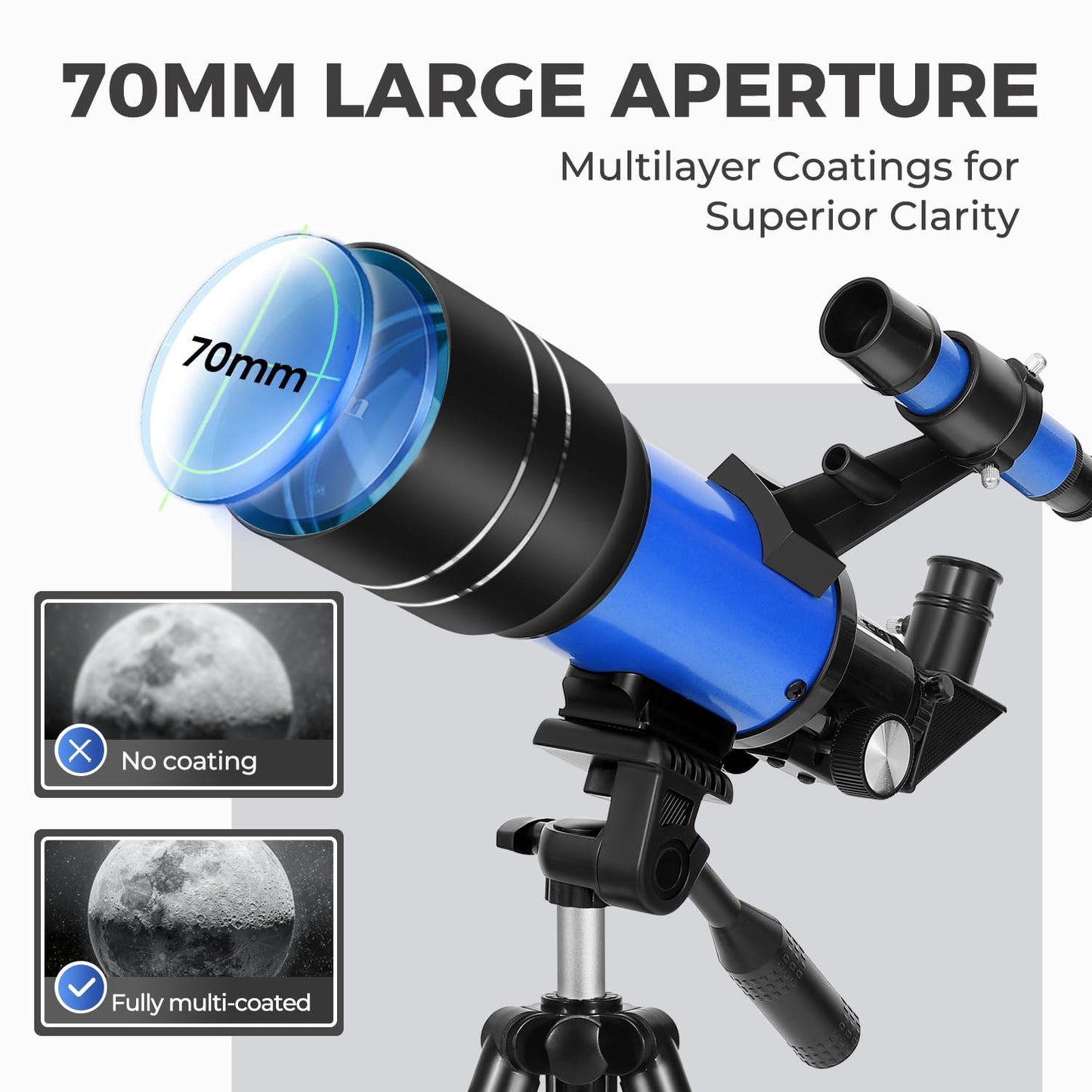 ESAKO Telescope for Adults &amp; Beginners, Astronomical Portable 80mm Aperture Telescope with Phone Adapter, Wireless Remote &amp; Carry Bag