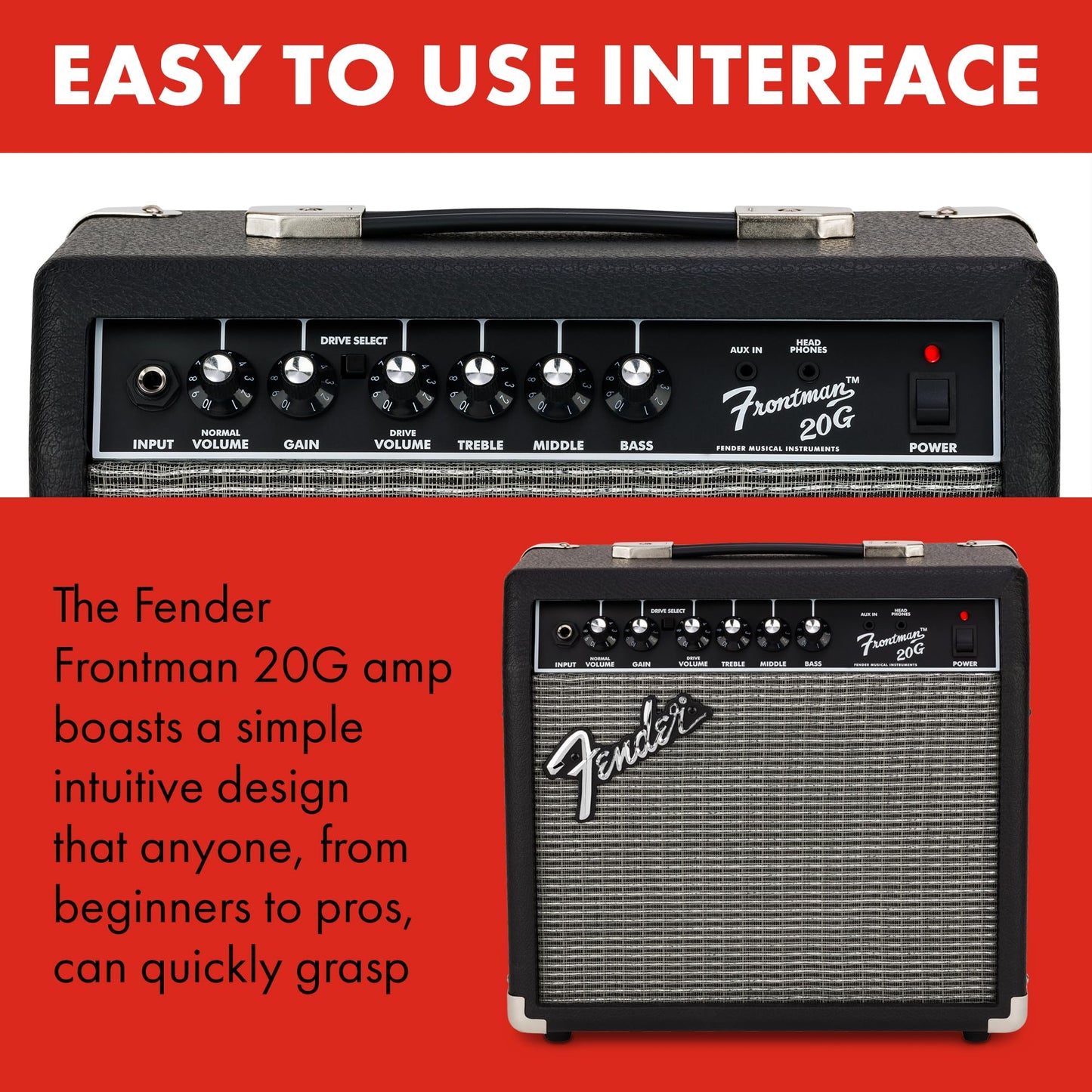 Fender Frontman 10G Guitar Amp, 10 Watts, with 2-Year Warranty, 6 Inch Fender Special Design Speaker, 5.75Dx10.25Wx11H Inches