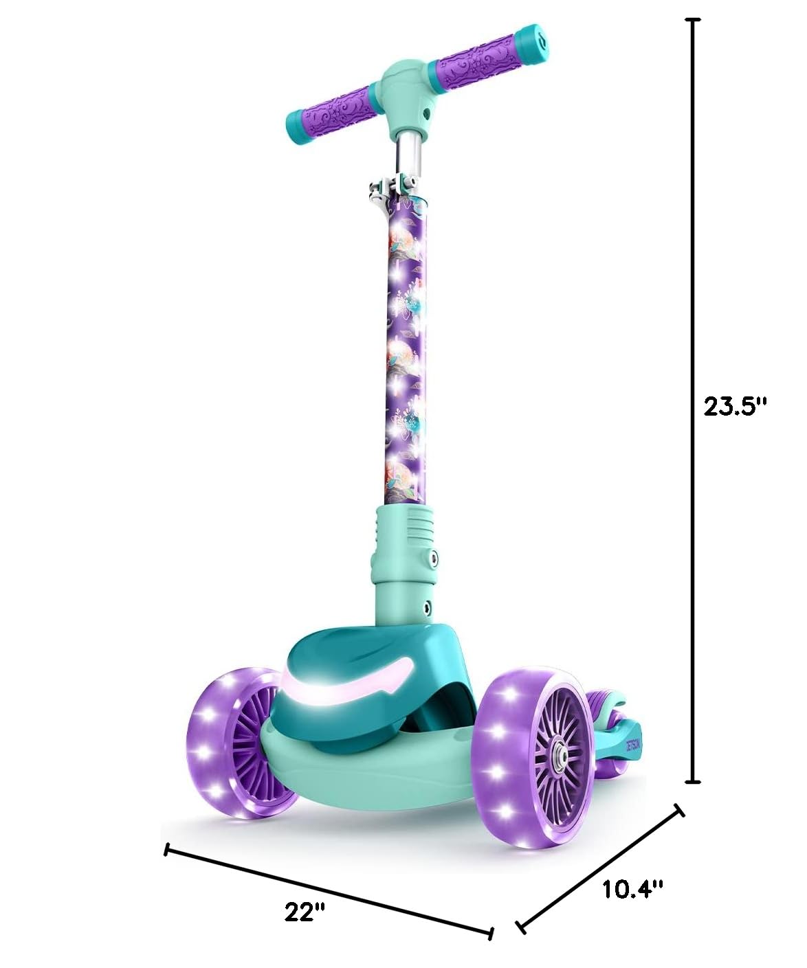 Jetson Character Kids Kick Scooter, LED Lights on Stem &amp; Light-Up Wheels, Lightweight Frame, Height-Adjustable Handlebar, Lean-to-Steer System, Easy-Fold Mechanism