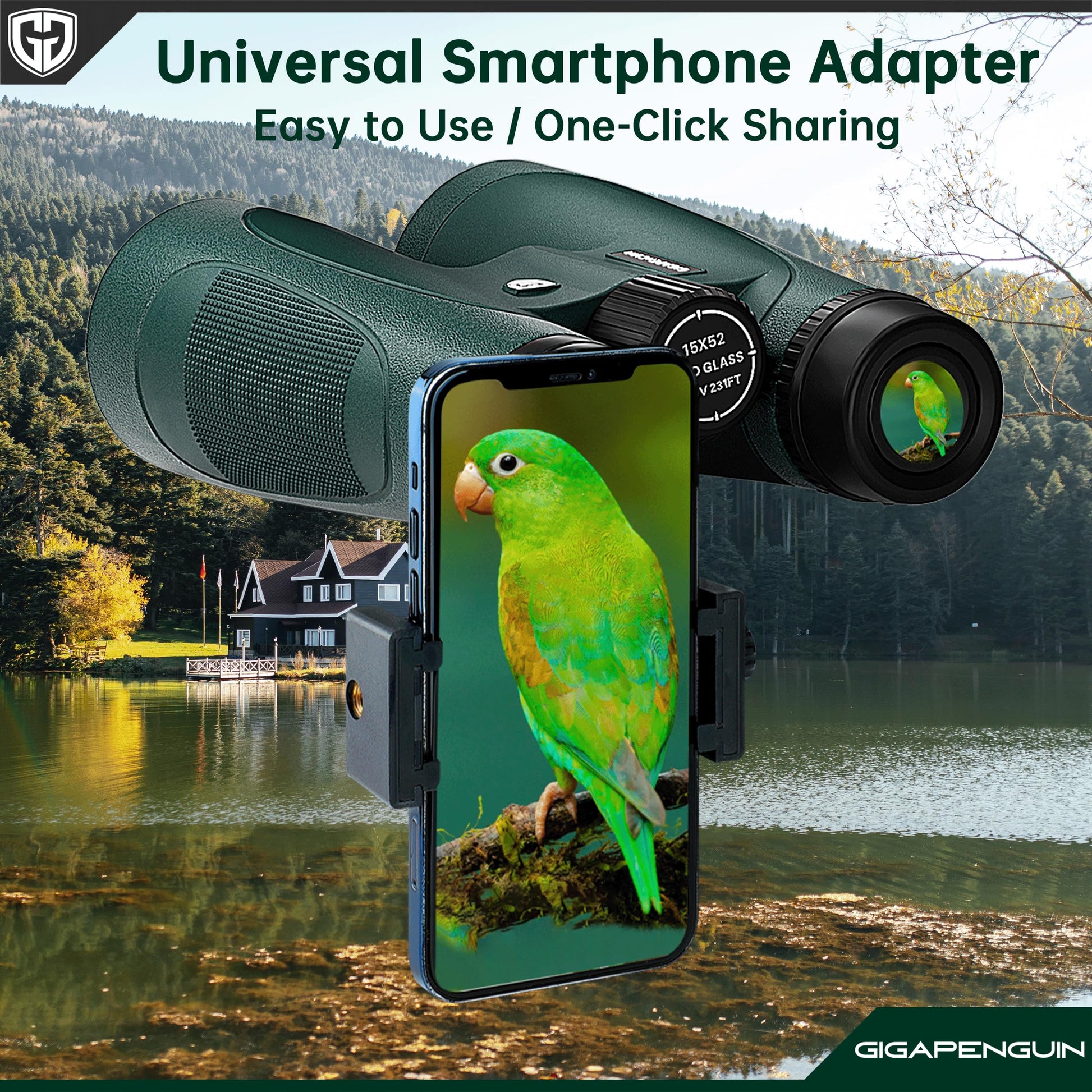 15x52 HD Binoculars for Adults High Powered with Upgraded Phone Adapter - Large View Binoculars with Low Light Vision - Lightweight Waterproof Binoculars for Bird Watching Stargazing Travel Hunting