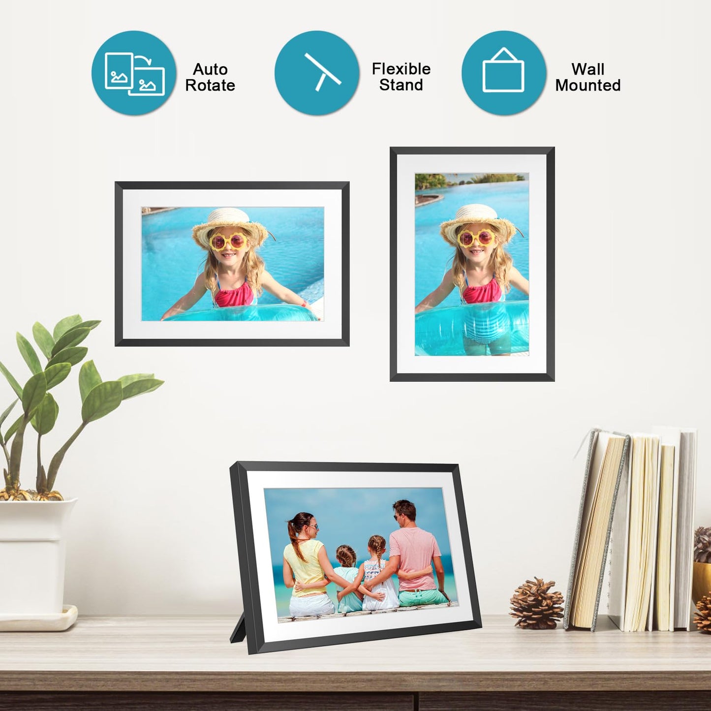 FRAMEO Digital Photo Frame WiFi 32GB 10.1 Inch 1280x800 IPS Touch Screen Digital Picture Frame Easy Setup Share Photo or Video via Frameo APP