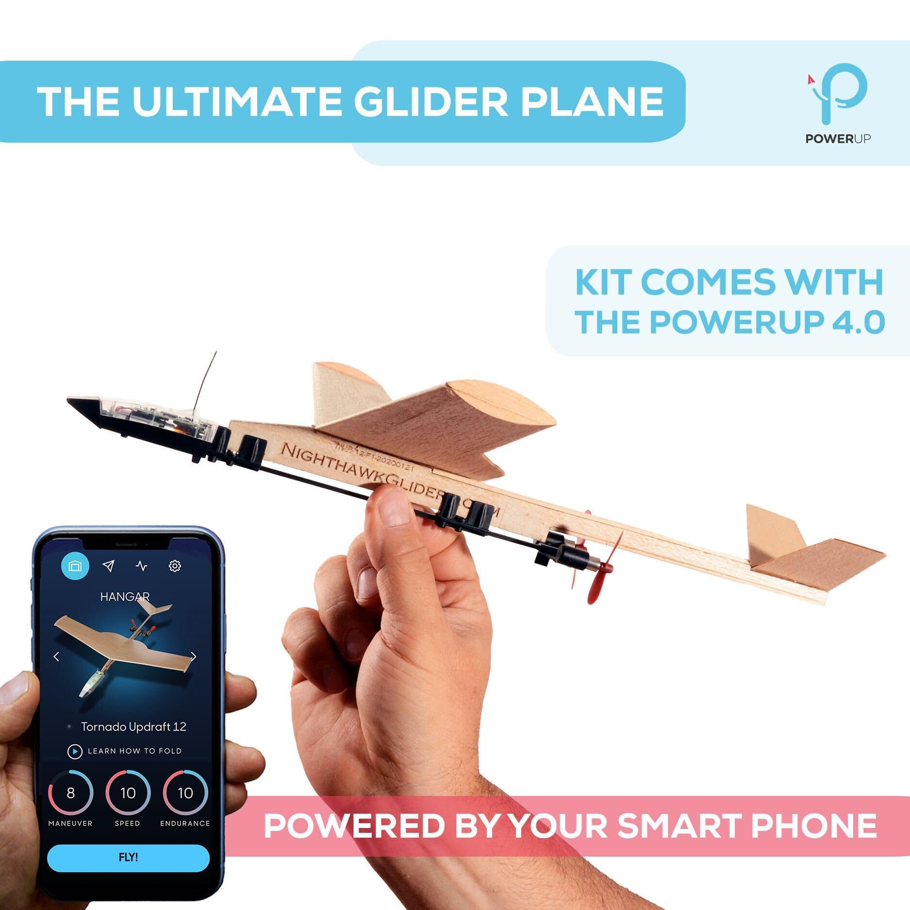 POWERUP 4.0 The Next-Generation Smartphone Controlled Paper Airplane Kit, RC Controlled. Easy to Fly with Autopilot &amp; Gyro Stabilizer. for Hobbyists, Pilots, Tinkerers.