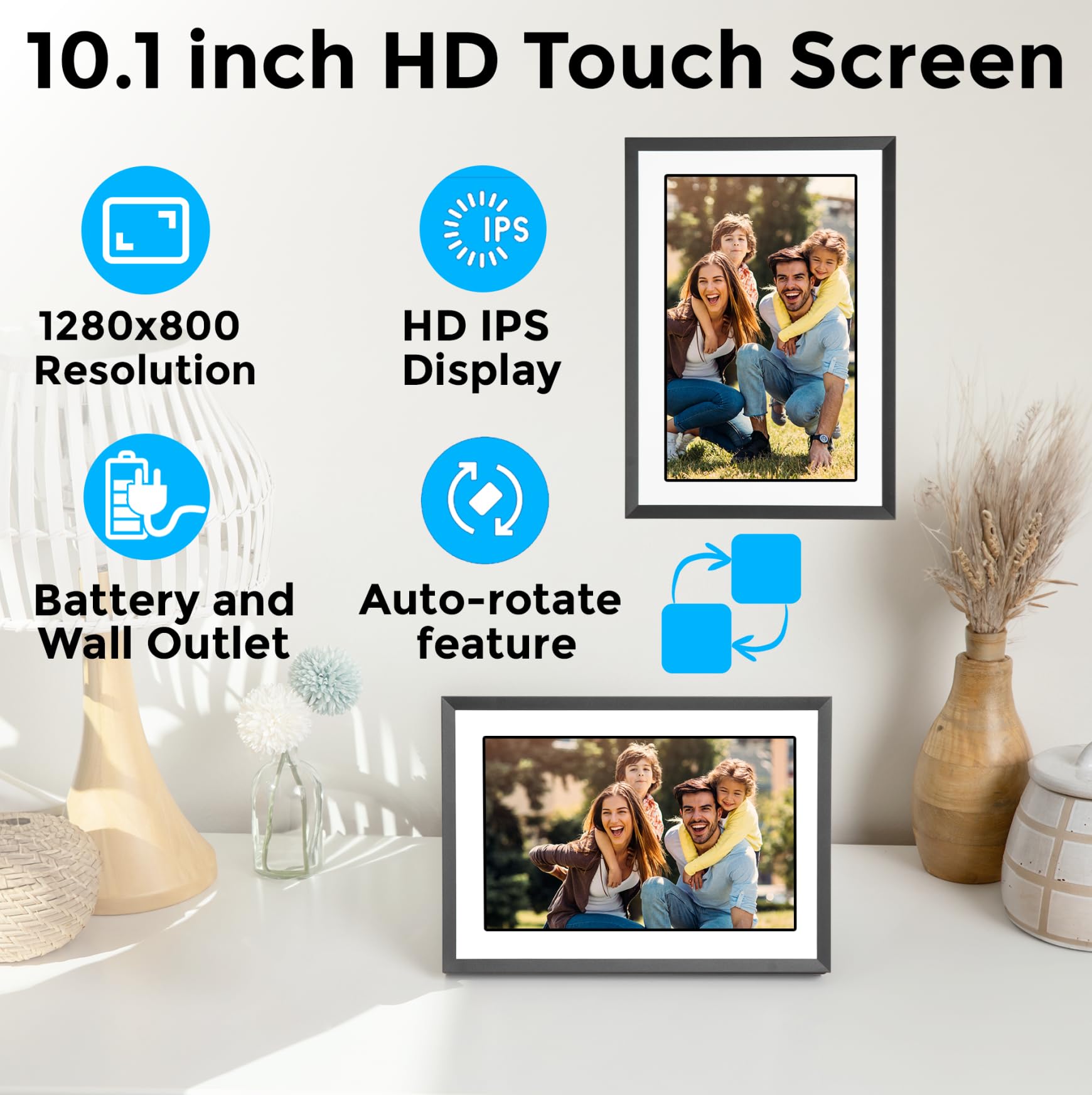 PhotoSpringㅤ 10 inch WiFi Digital Picture Frame | Send Photos by Email, Web or Our Free App | Electronic Picture Frame with Touchscreen &amp; 32GB Internal Memory | Easy Setup | Play Videos up to 5 min