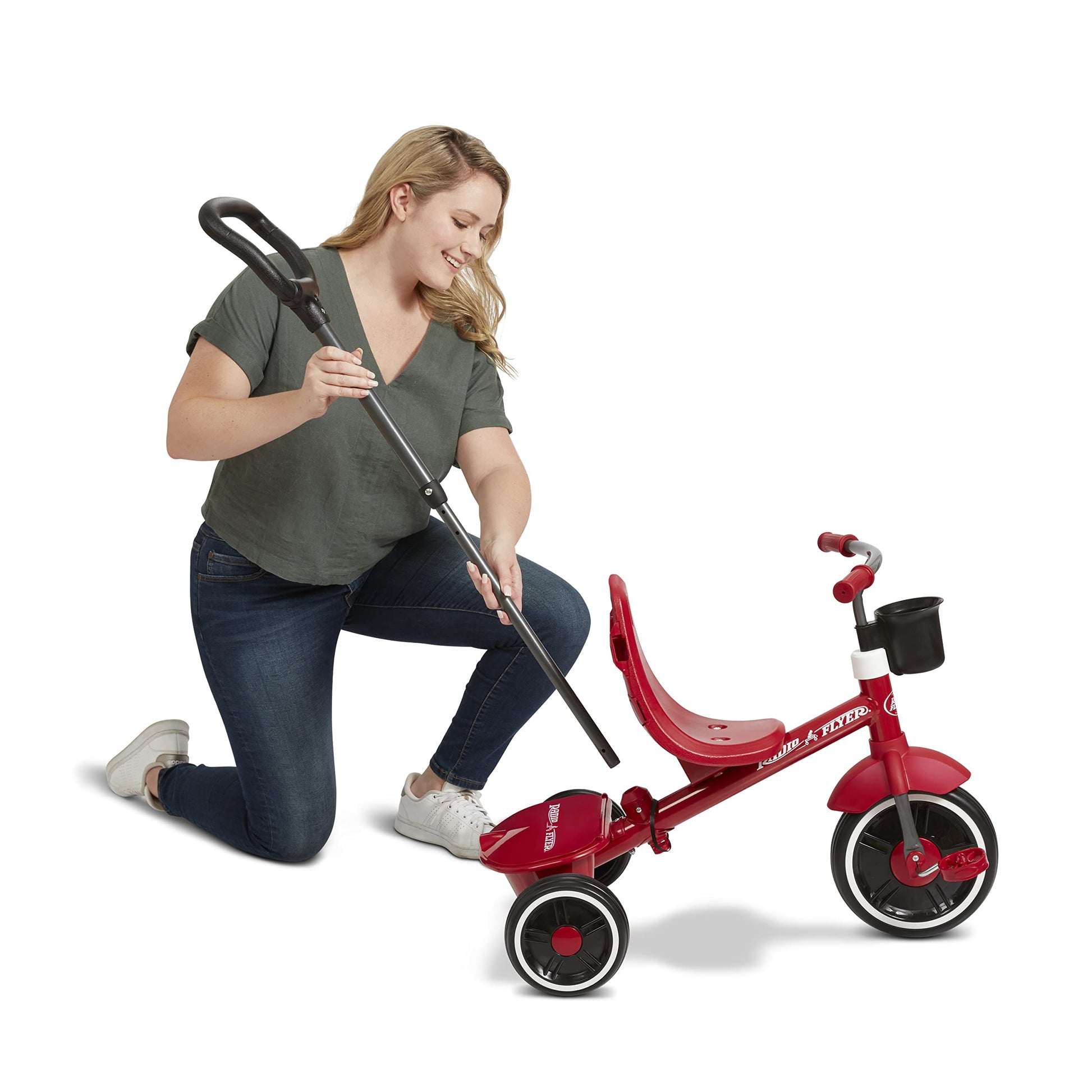 Radio Flyer Pedal &amp; Push 4-in-1 Stroll 'N Trike, Pink Tricycle, Tricycle for Toddlers Age 1-5, Toddler Bike (Amazon Exclusive), Large