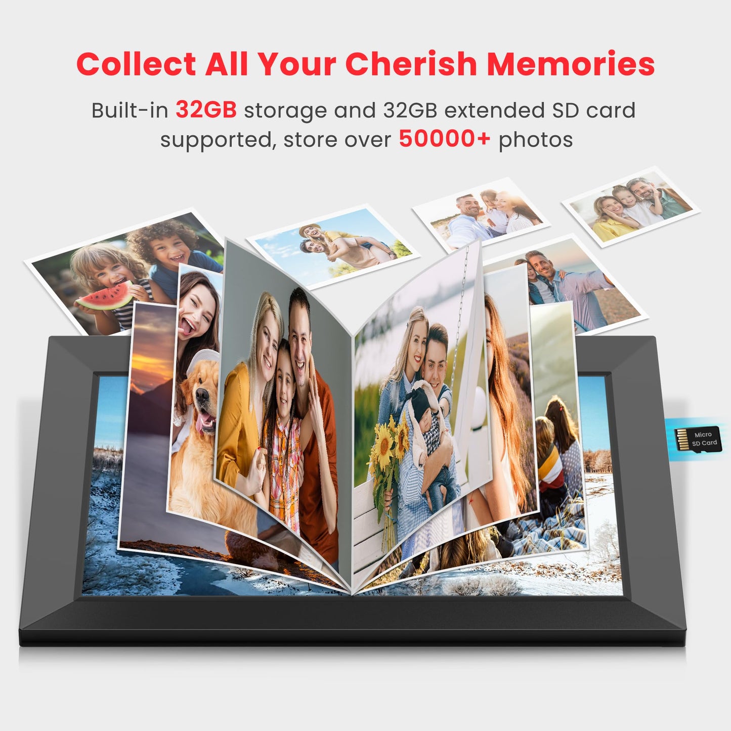 Frameo 10.1 Inch Digital Picture Frame, Smart WiFi Electronic Photo Frame with HD IPS Touch Screen Slideshow Display 32GB Memory Auto-Rotate Wall Mount, Share Photos/Videos from Phone by Frameo App