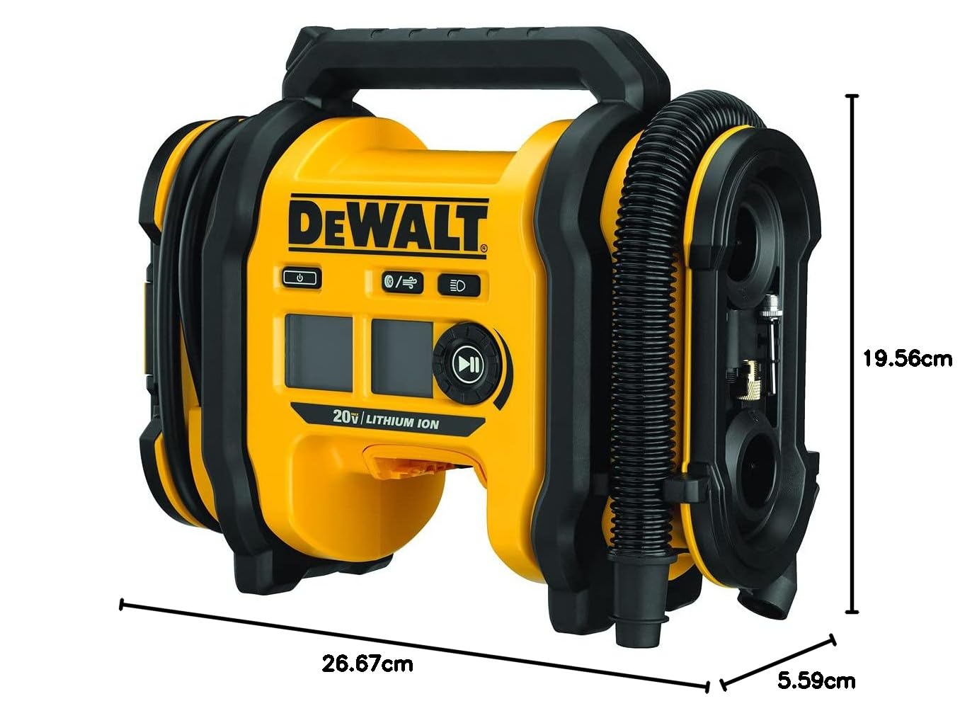 DEWALT 20V MAX Tire Inflator, Compact and Portable, Automatic Shut Off, LED Light, Bare Tool Only (DCC020IB)