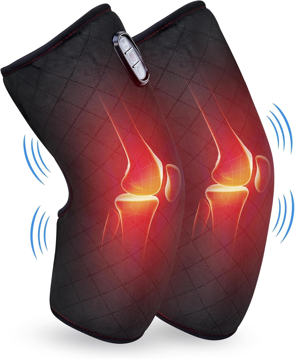 COMFIER Heated Knee Massager with Heating Pad for Knee Pain Relief,Gifts for Men Women Dad Mom,Knee Warmers Wrap, FSA or HSA Eligible,Heated Knee Pad for Men Women Seniors