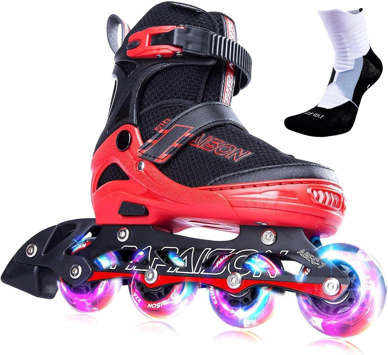 PAPAISON Adjustable Inline Skates for Kids and Adults with Full Light Up Wheels, Outdoor Roller Skates for Girls and Boys, Men and Women